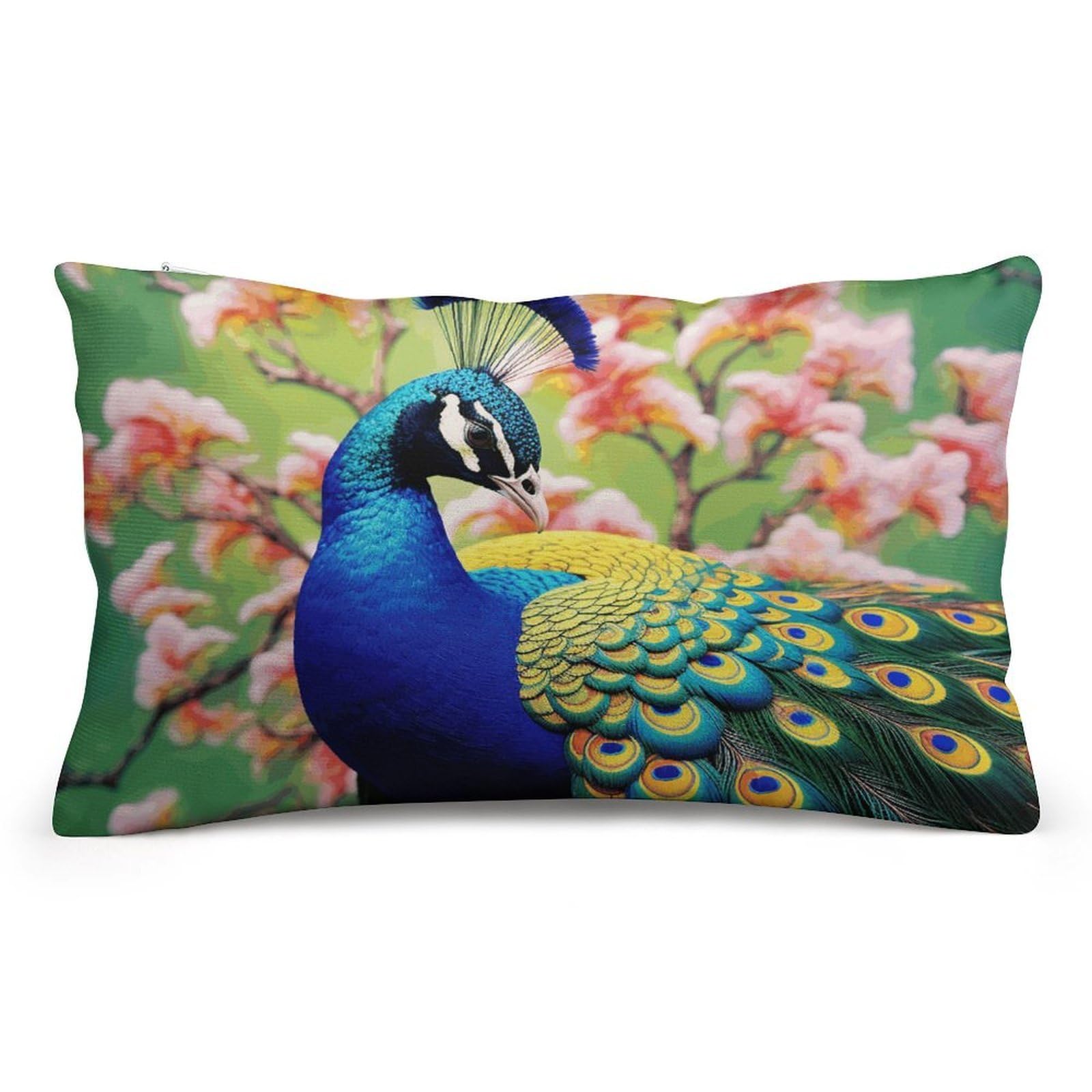 Velvet Pillowcases Standard Size 8"x12", Ultra Soft Breathable Pillow Cases for Bed, Luxury Cozy Fuzzy Pillow Shams, Lumbar Pillow Cover, Peacock Cushion Case Home Decor