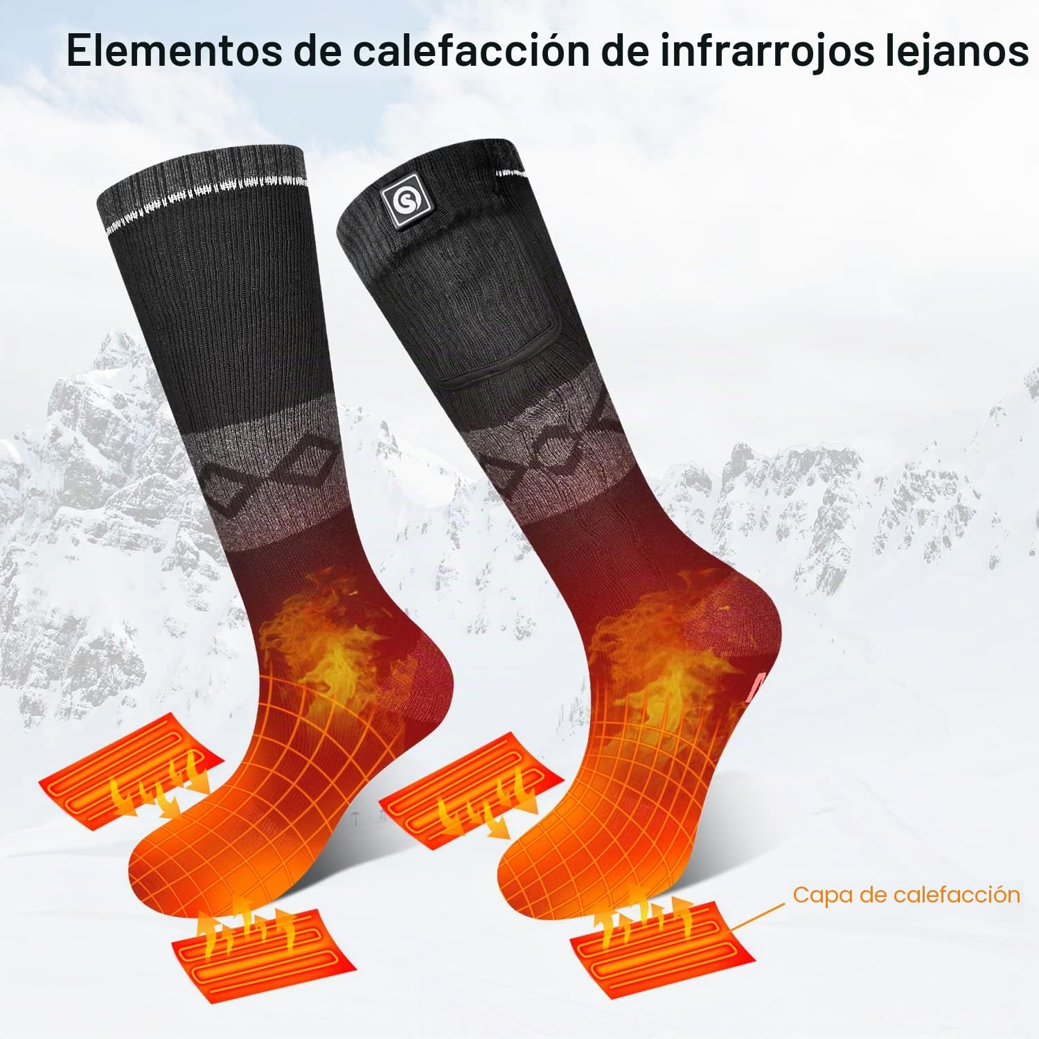 Calcetines Térmicos para Hombre Mujer Batería Recargable Calcetines Eléctricos en Invierno Frío Calcetines Térmicos para Caza Camping Esquí Senderismo Pesca Montar Motociclismo