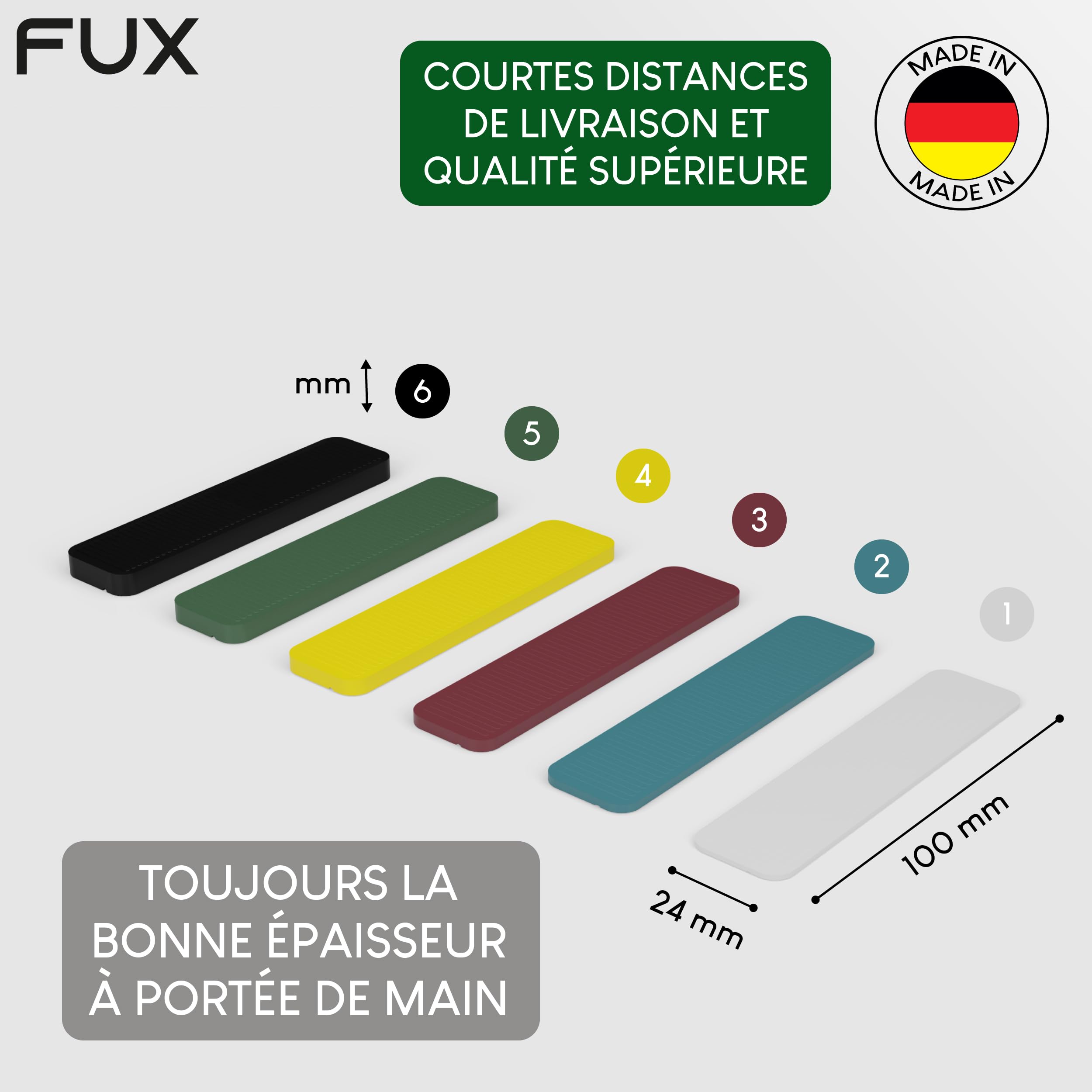 Jeu de cale de vitrage en plastique 600 pièces 100 x 24 x 1-6 mm entretoise carrelage terrasse