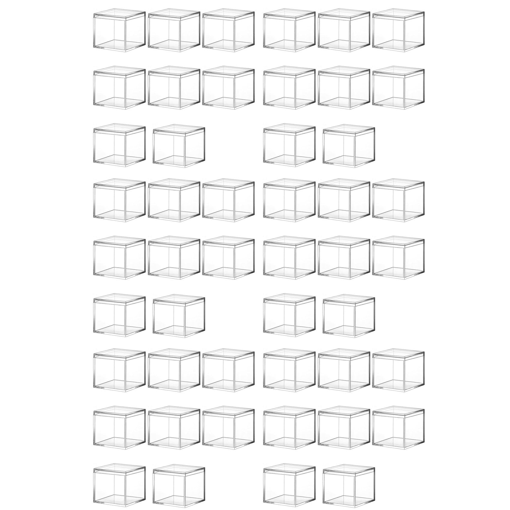 Hndhbfgrt 48 Pieces of Transparent Acrylic Plastic Square Square Jewelry Box Mini Storage Box with Lid Mini Square Container 120Ml