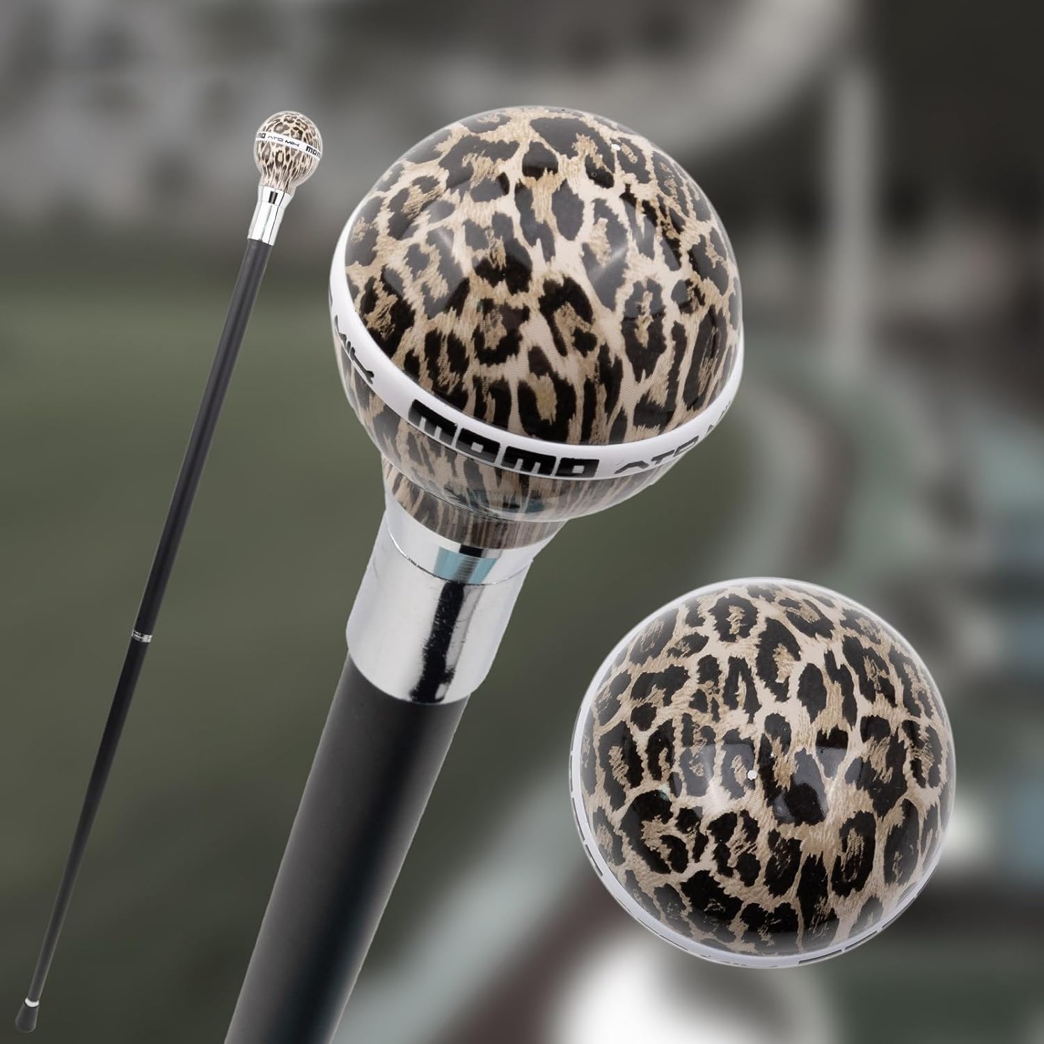 Leopard Ball Walking Cane, Luxury Men Womens Walking Stick, Removable Anti Slip Scepter Cospaly Vintage Party 92cm