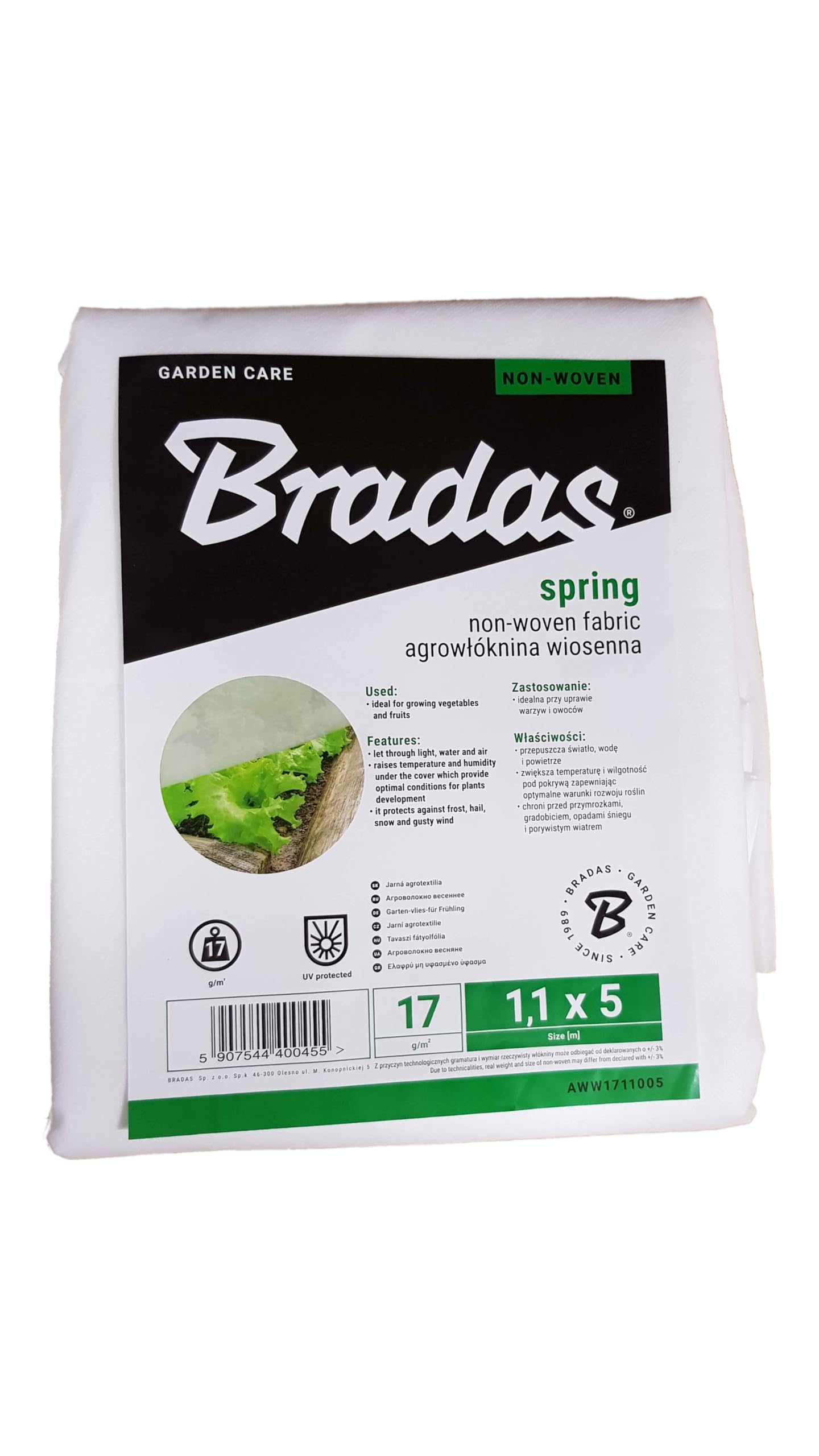 Bradas Plant protection fleece to protect against wind,frost,sun and rain (17, 1.1m 5m)