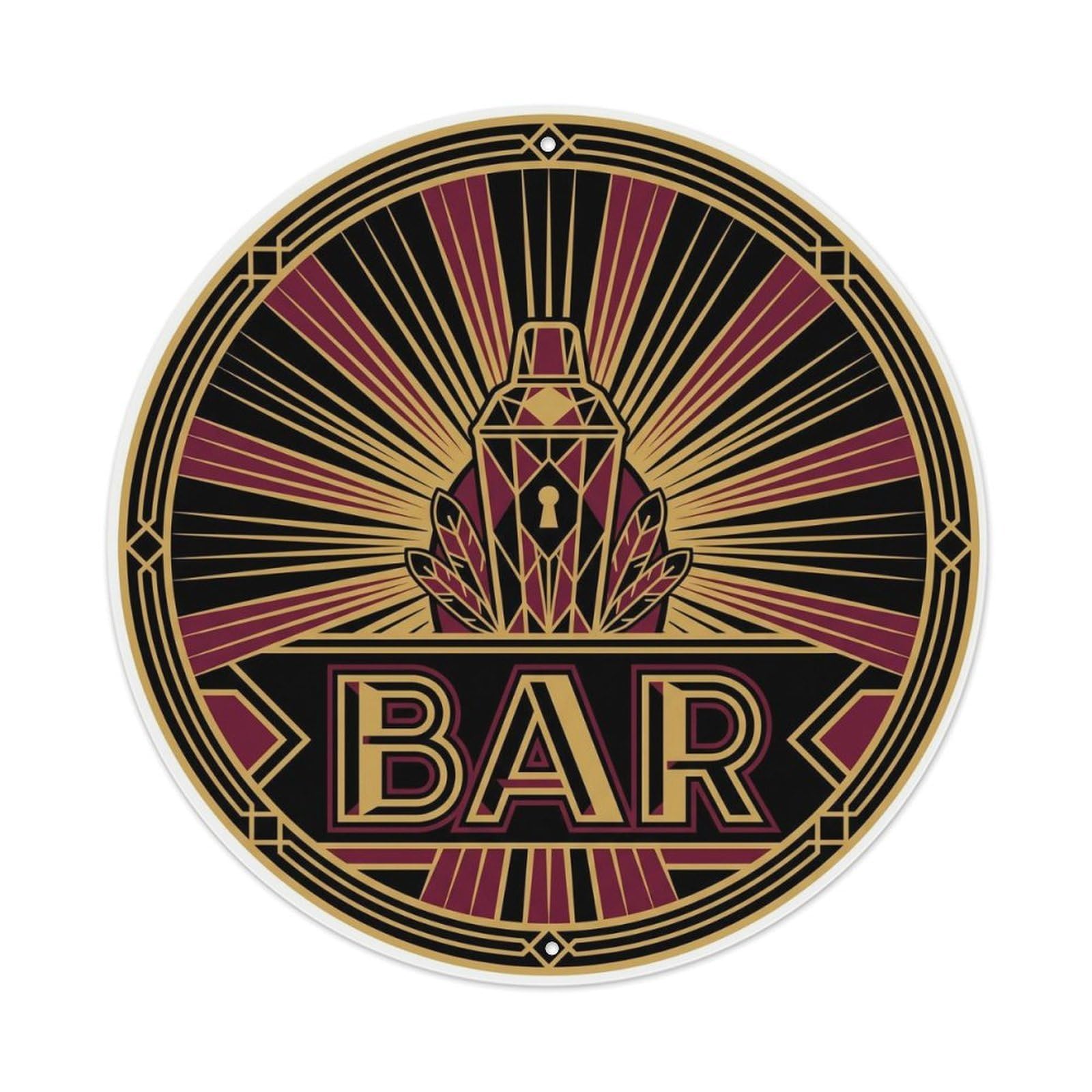 BAR Speakeasy Lounge Ornament Metal Tin Sign Plaque Wall Decor for Cafe, Club Bar, Office, Home Garden Round Metal Poster 8x8Inch