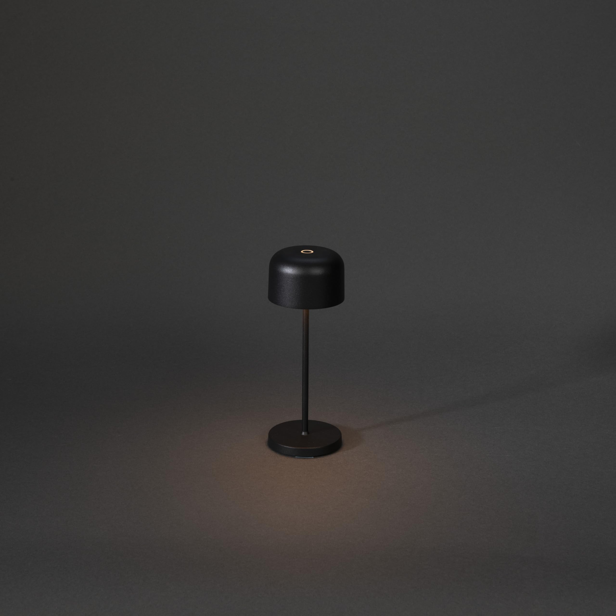Konstsmide Lámpara de mesa inalámbrica recargable con control táctil y 2 modos de color y base de carga USB incluida, luz alimentada por pilas para uso en interiores o exteriores