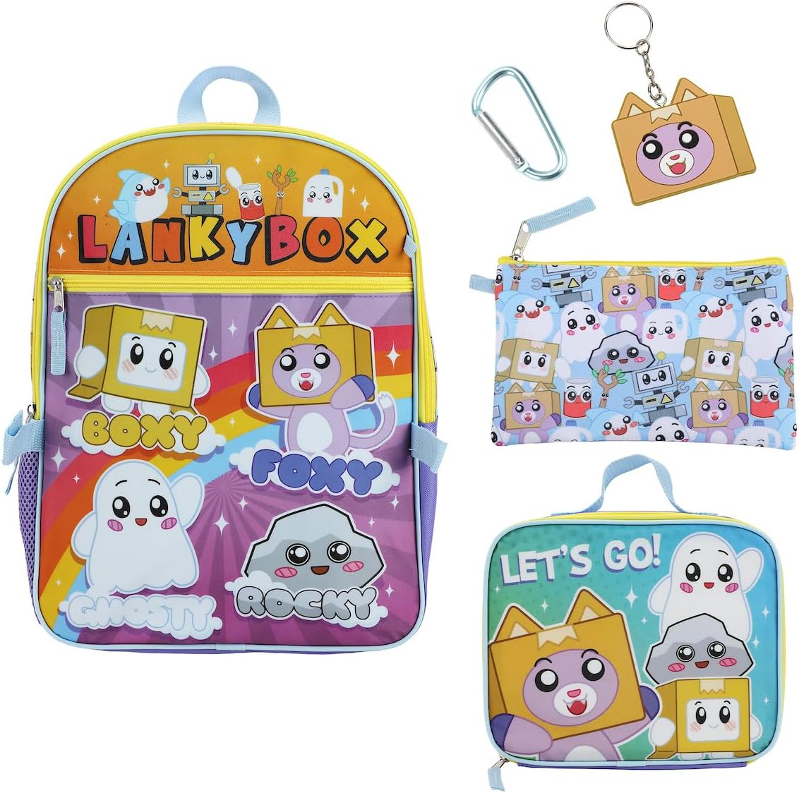 Unisex Lankybox 5-Piece Backpack Set (Little Kid/Big Kid), Blue, One size