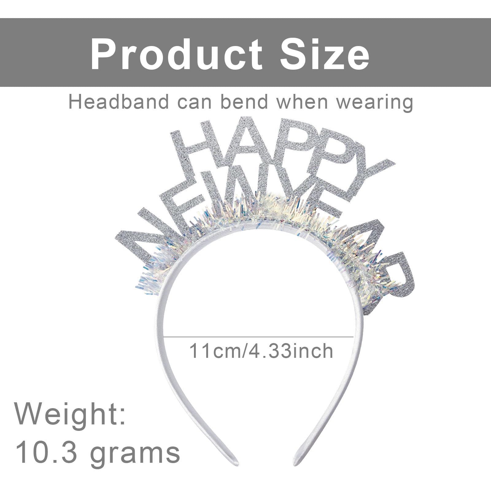 iwiio Happy New Year Headband, New Year Hair Accessories, New Years Eve Party Supplies 2026 - Image 2