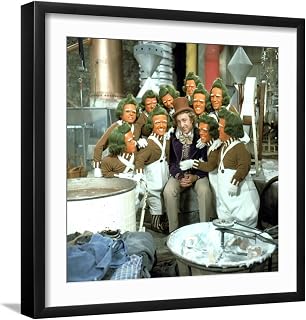 ART.COM Wall Photo Willy Wonka And The Chocolate Factory, Gene Wilder, Oompa-Loompas, 1971 on Black Frame, 21" x 21"