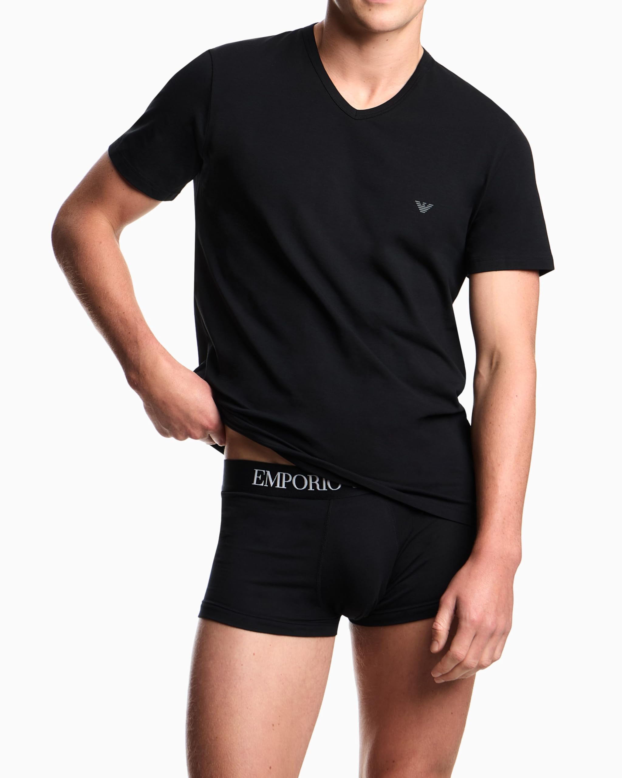 Emporio Armani Core Logoband 2-Pack T-Shirt Paquete de 2 Camisetas con Cuello en V Hombre (Pack de 2)