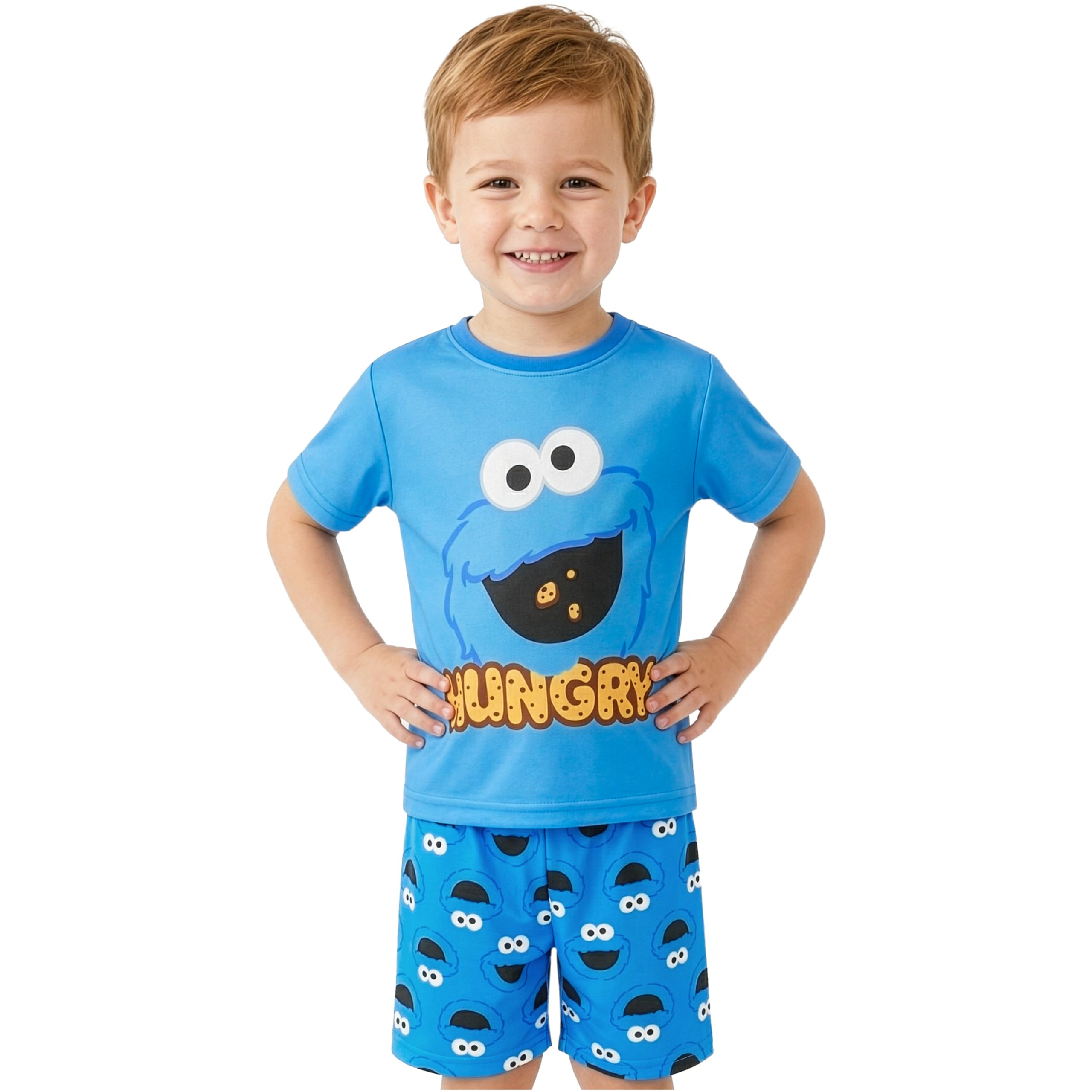 Get Trend Barrio Sesamo Pijama Niño 1-4 Años, Conjunto Verano de Pijama Corto, Camiseta Manga Corta y Shorts, Ropa de Dormir