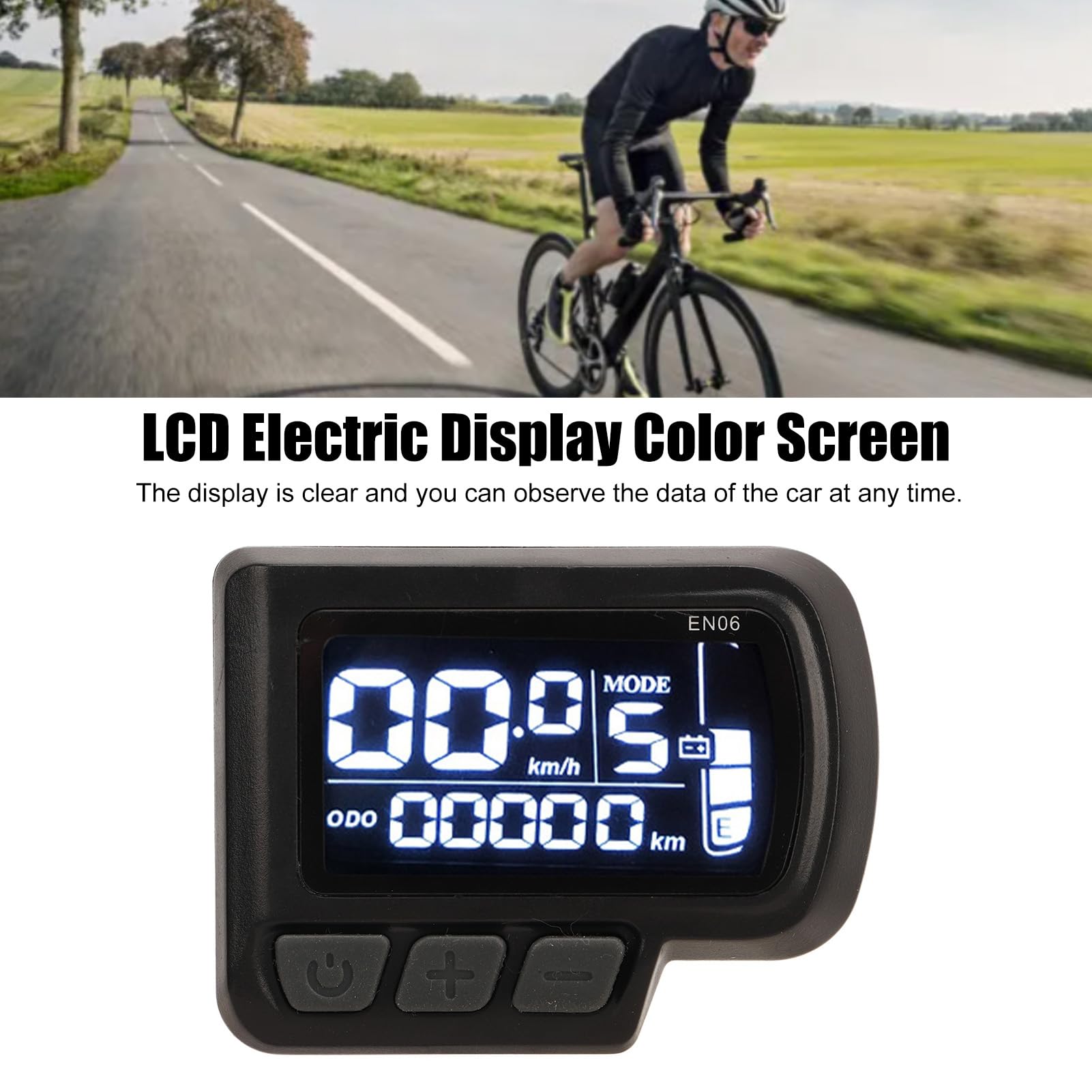 Display LCD Misuratore Display Bici Attrezzatura da Ciclismo Display LCD Bici Elettrica Misuratore Display Mountain Bike Pannello di Controllo con Cavo Impermeabile Cablaggio a 5 Conduttori