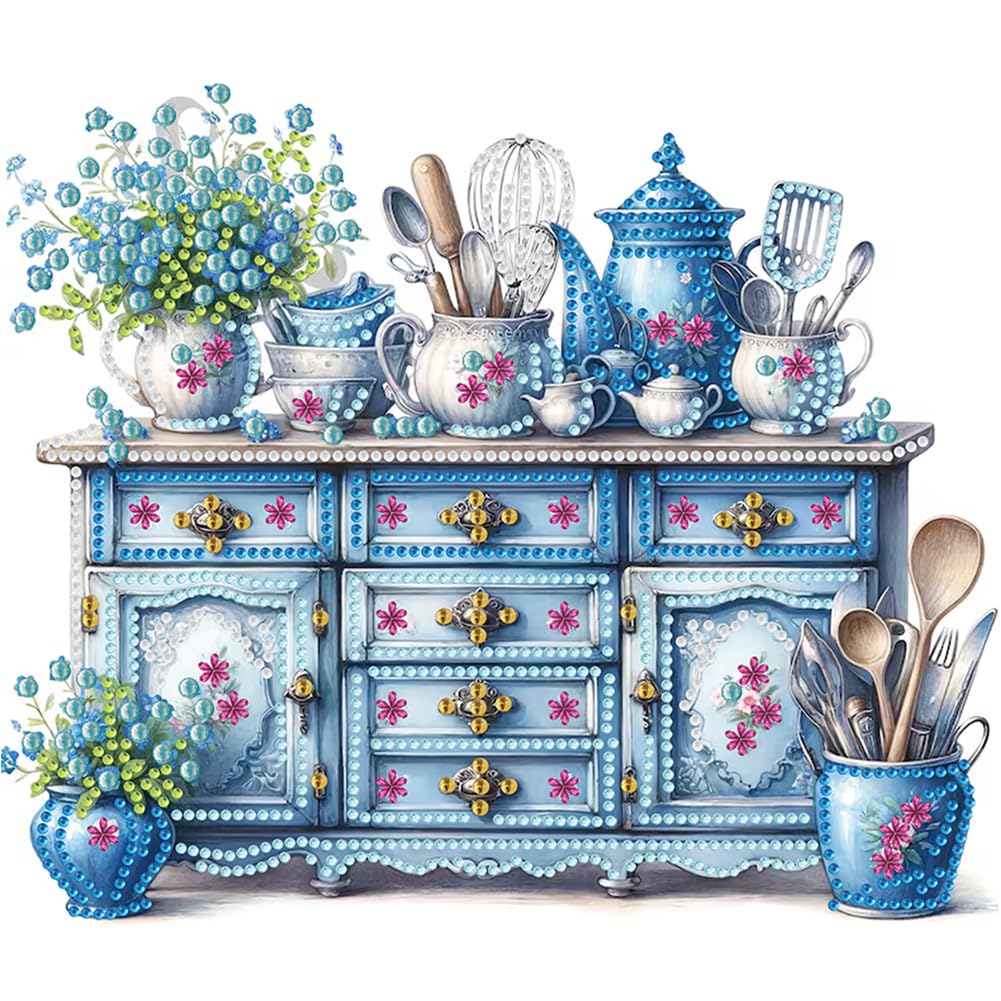 Fiorky Diamond Painting Kits for Adults 5D DIY fortial Special Shaped Drill Diamond Painting Cabinet for Home Wall Decor 30x30cm