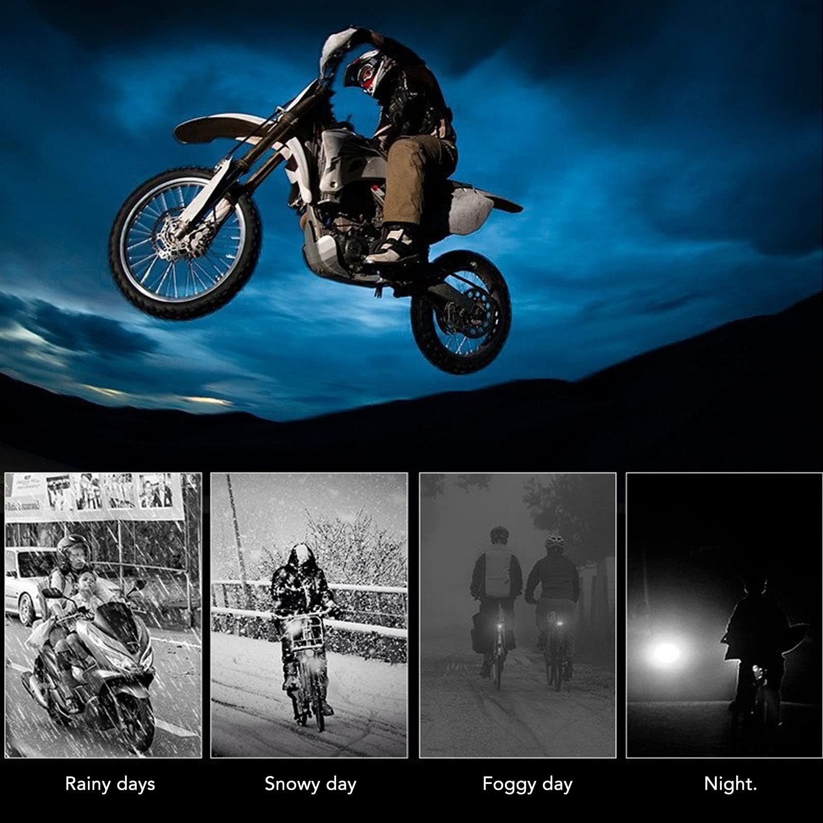 Fari Fendinebbia LED Moto,Fendinebbia del Motociclo a Forma di Gufo della Lega di Alluminio,12‑80V Luce Bianca Gialla,15 W 2000LM IP67,per Moto