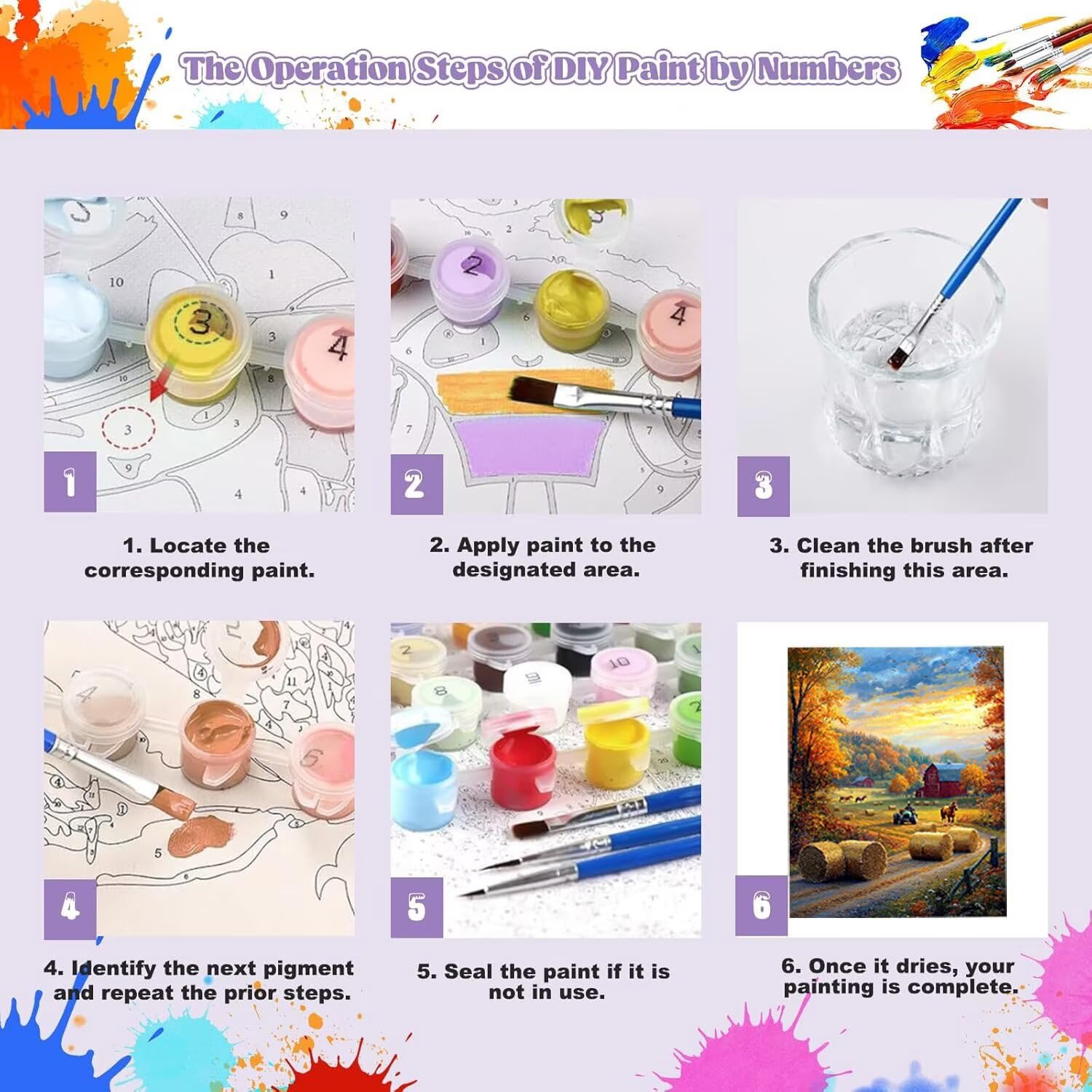 WEISHIWE Dipingere con i Numeri Adulti Fattoria, 80x100cm s-711 | Paint by Numbers Kit con Pennelli e Acrilico Pigmento, Fai da te Olio La Pittura di Numeri Kit, Decora la Casa, senza Cornice