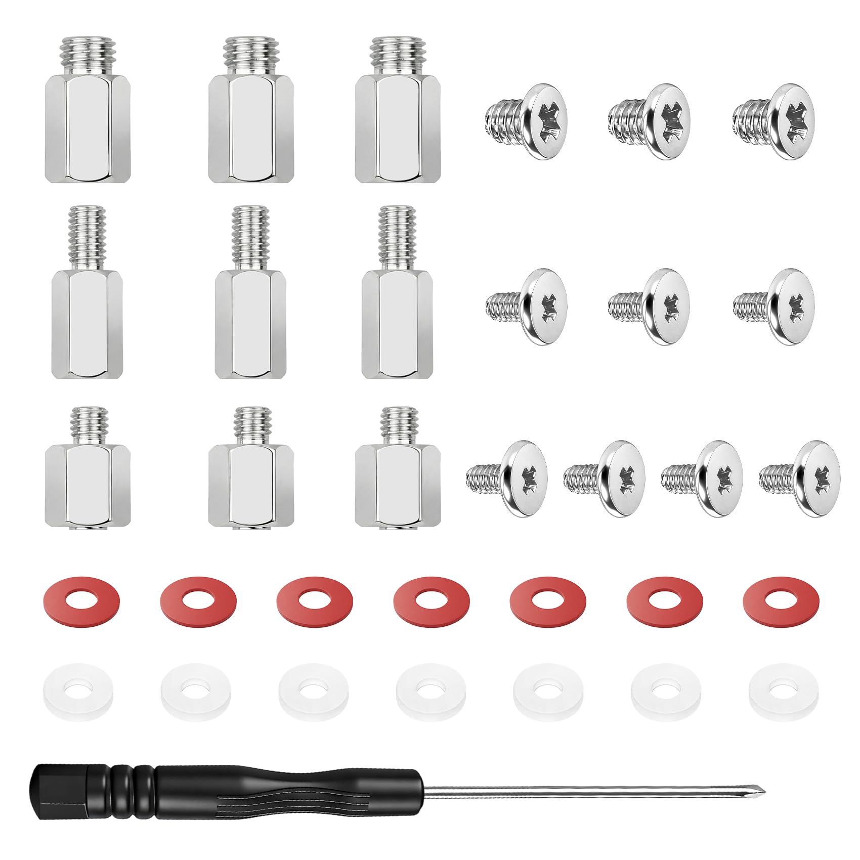 IEAWISL M.2 SSD Screws Kit, NVMe Screws for ASUS MSI Gigabyte Asrock Motherboard, 34Pcs M.2 SSD Screws Standoffs for Laptop PC Repair & DIY, Screwdriver Included (Silver) - 1