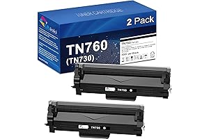2 Pack Black TN-760 TN-730 High Yield Toner Cartridge for Brother HL-L2350DW...