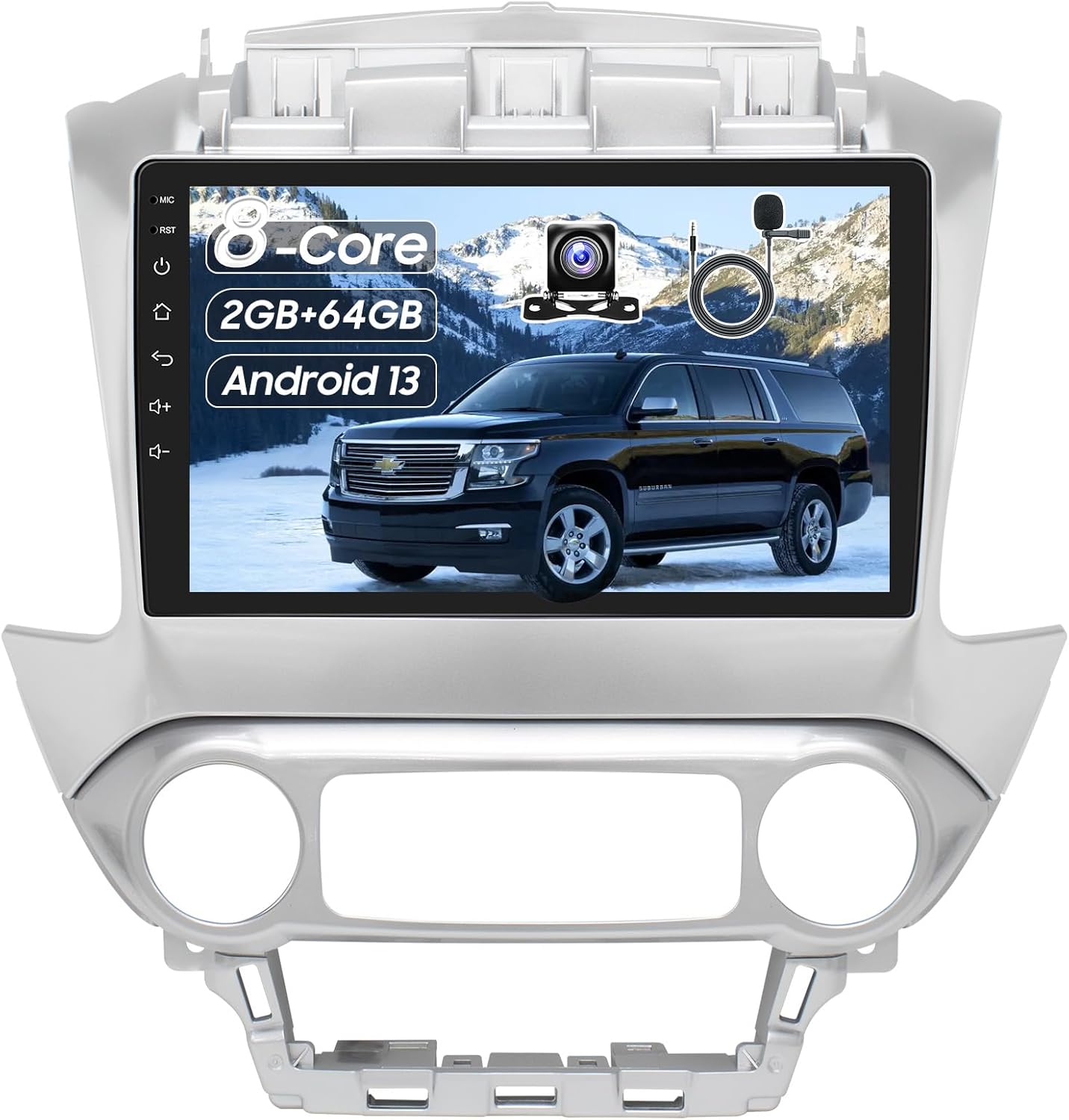 Car Radio Upgrade Dash Kit for Chevy Suburban Tahoe Yukon 2015-2019,Wireless CarPlay Android Auto, 2GB+64GB 8 Core Stereo System,10.1 Inch Touch Screen, GPS, Bluetooth, WiFi, SWC,MirrorLink