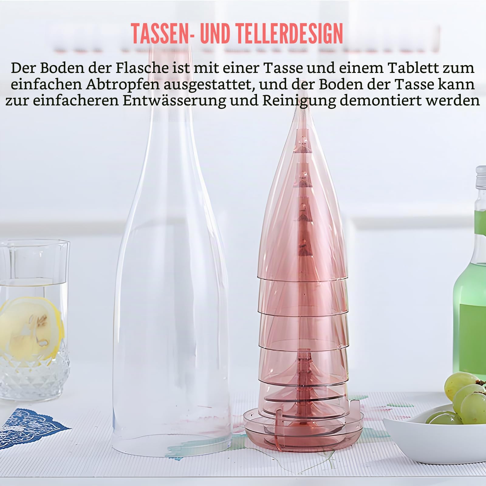 PORFOYO Sektgläser Plastik, 10 Stück 155 Ml Stapelbar Champagner Gläser, 15 X 6.5 Cm Kunststoff Mehrweg Champagnergläser Mimosa Für Sektempfang, Hochzeit, Geburtstag, Party, Picknick (Pink)
