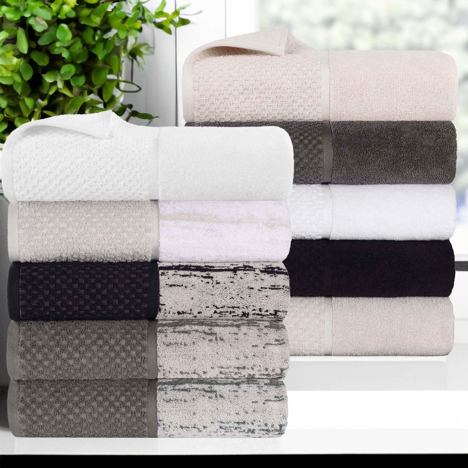 Superior Set di 3 asciugamani in cotone, asciugatura rapida, essenziali per il bagno, doccia, spa, morbidi asciugamani assorbenti, include 1 bagno, 1 mano, 1 asciugamano/asciugamano, collezione Lodie,