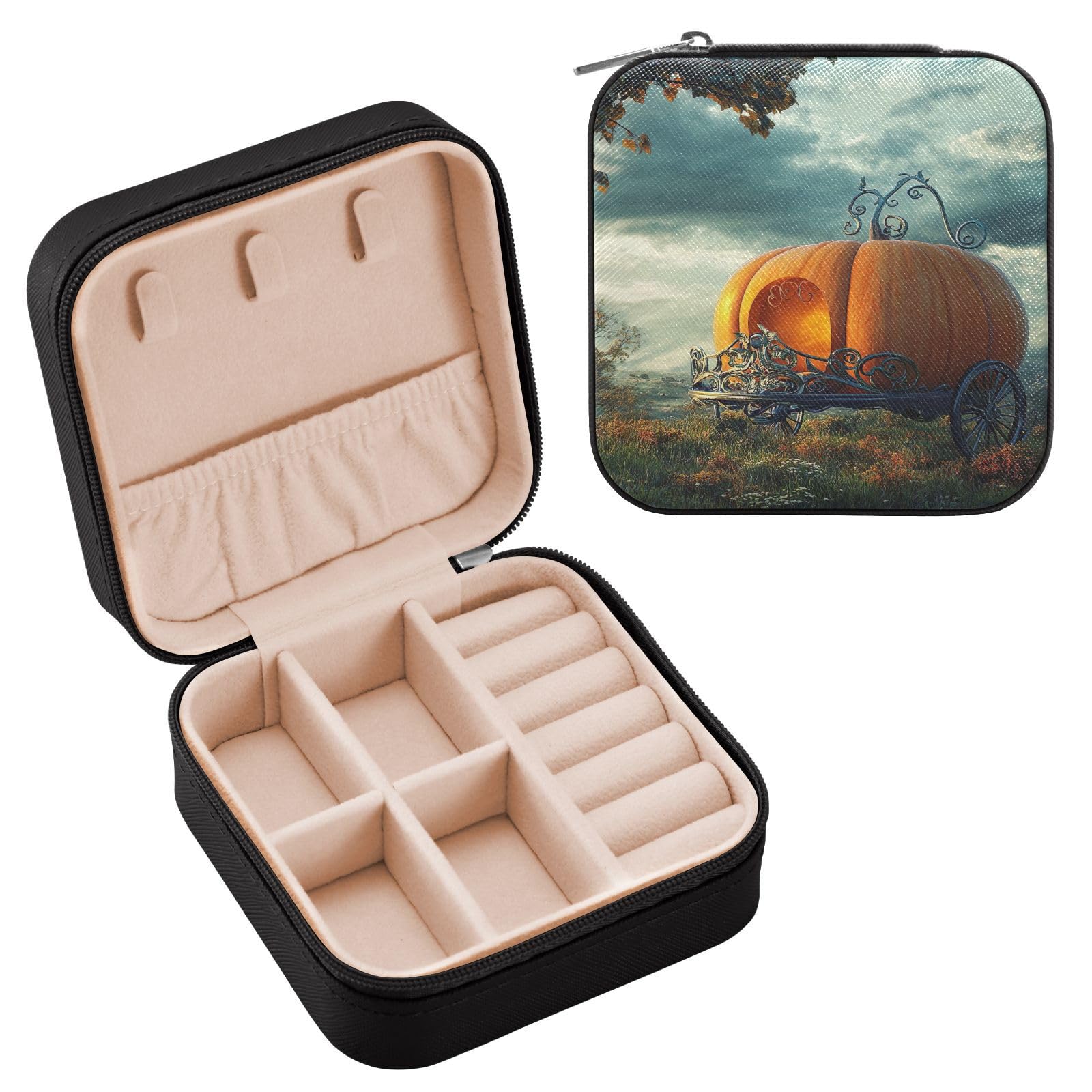 YETTASBIN Magic Pumpkin Jewelry Box for Teens Girls Women Birthday Christmas Gift Portable PU Leather Jewelry Storage Box