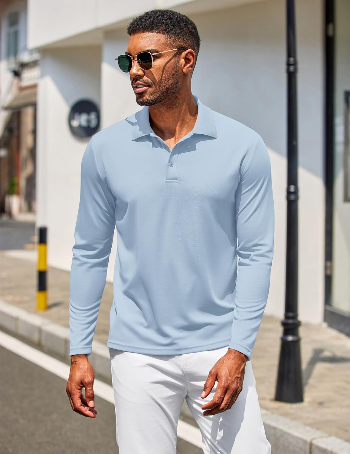 COOFANDY Men's Polo Shirt Long Sleeve Moisture Wicking Golf Shirts Sun Protection Collared Work Shirts - Image 5