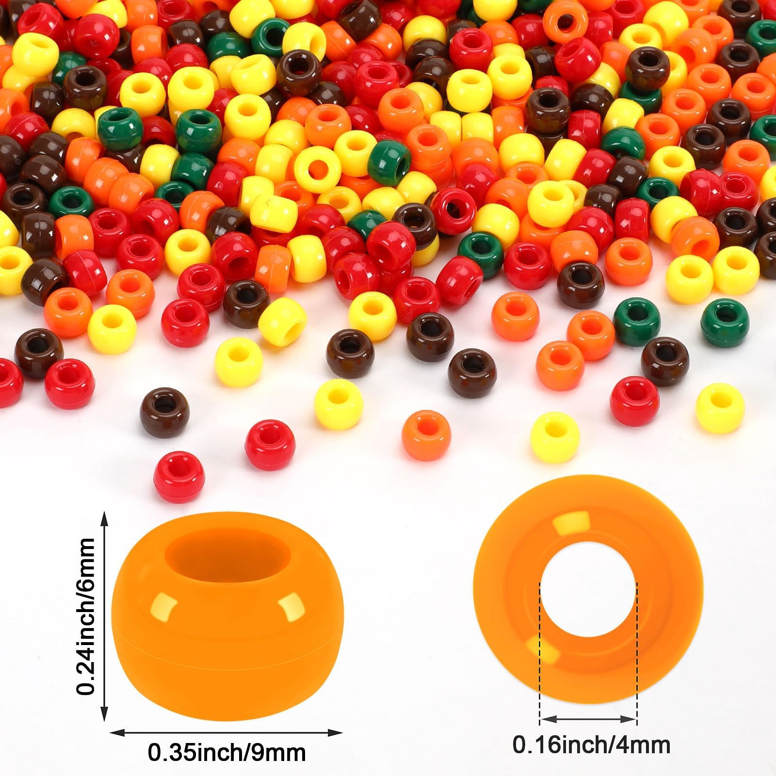UPINS 1200 Pcs Fall Pony Beads - Autumn Thanksgiving DIY Crafts & Party Decoration Supplies, Multicolor for Fall, 0.35Inch*0.24Inch - Image 3