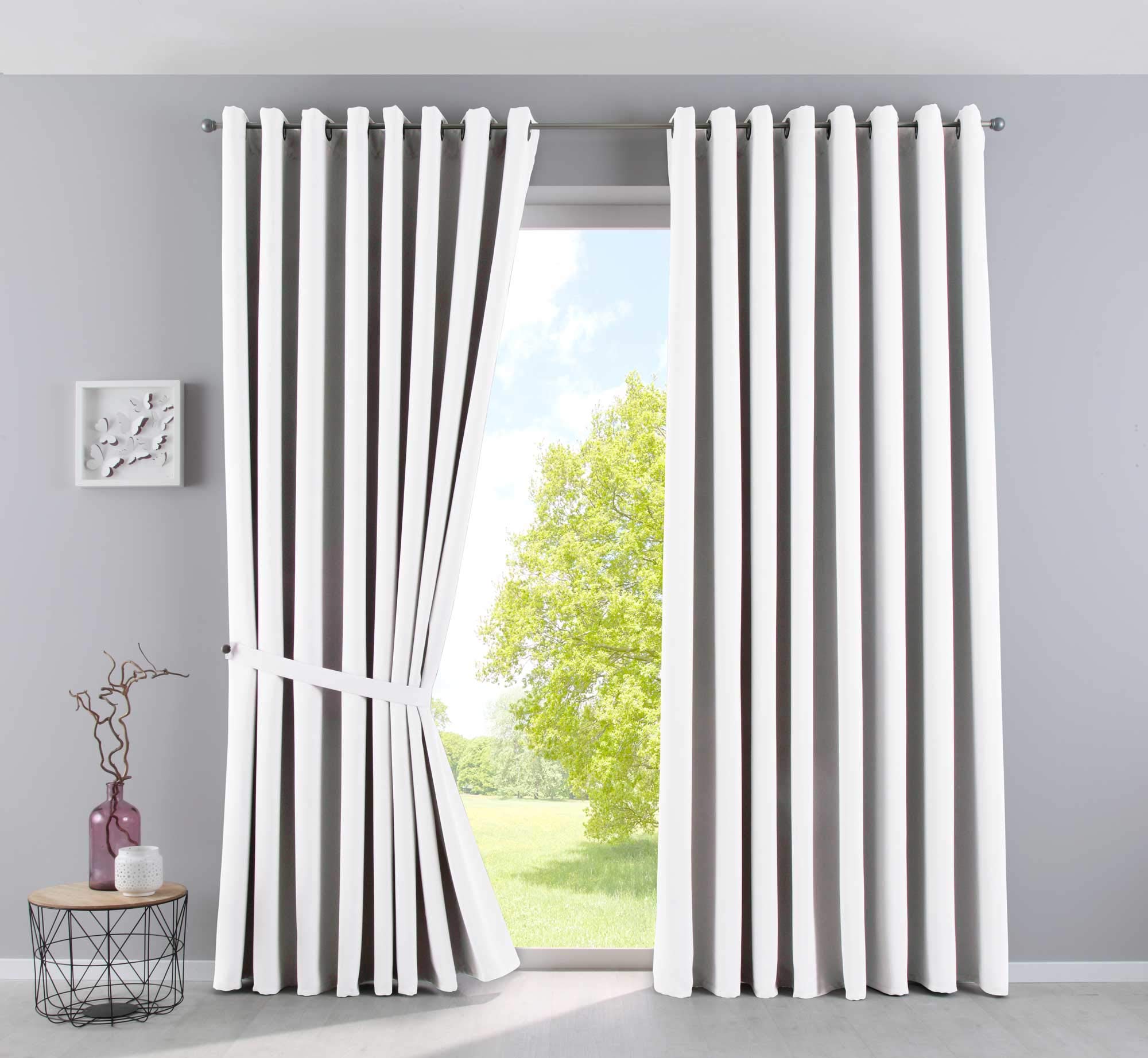 Gardinenbox Vorhang Blickdicht »Newyork« Weiß HxB 245x295 cm 1er-Pack Thermo-Gardine Verdunkelungsvorhang Blackout Ösen schalldämmend ÖKOTEX UV-Schutz Raffhalter, 201920600