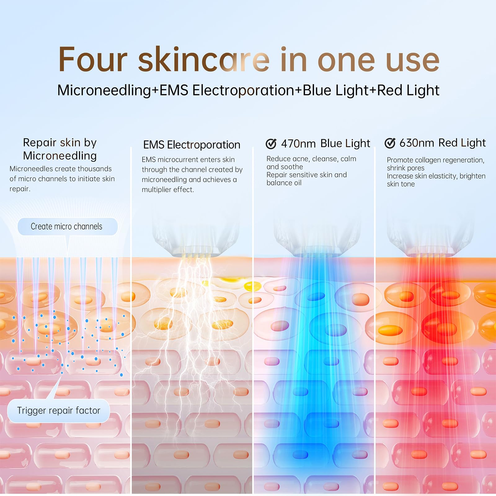 Microneedling Bio Pen Q2 Profesional, Herramienta de Belleza Todo en Uno con Microagujas, EMS y Terapia LED, Microneedle Eléctrico Inalámbrico con Pantalla Táctil, Incluye 5 Puntas de Repuesto
