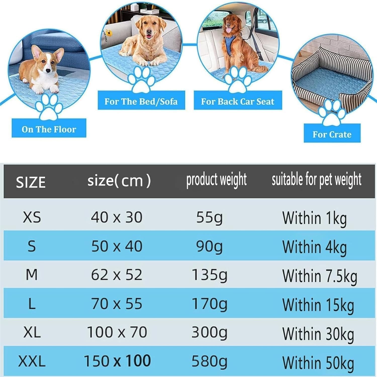 Chillpaw - Pet Cooling Pad, Pet Cooling Mat for Dogs Cats for Indoor & Outdoor Car Seats Easy Carry Can Be Used on The Floor/Bed (Coffee, XXL-150 * 100cm)