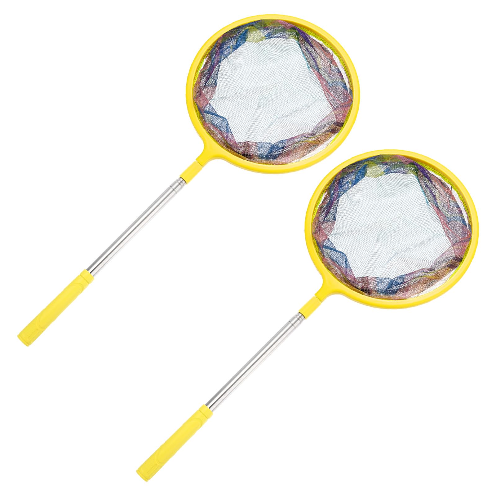 M METERXITY 2-Pack Fishing Net, Telescopic Butterfly Fishing Nets with Stainless Steel Handle for Catching and Releasing Fish/Minnow/Crabs/Butterfly, Extendable from 22 to 48.8 Inch [Yellow]