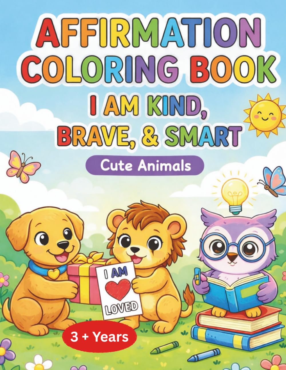 Affirmation Coloring Book: I am kind, brave & smart: Cute Animals