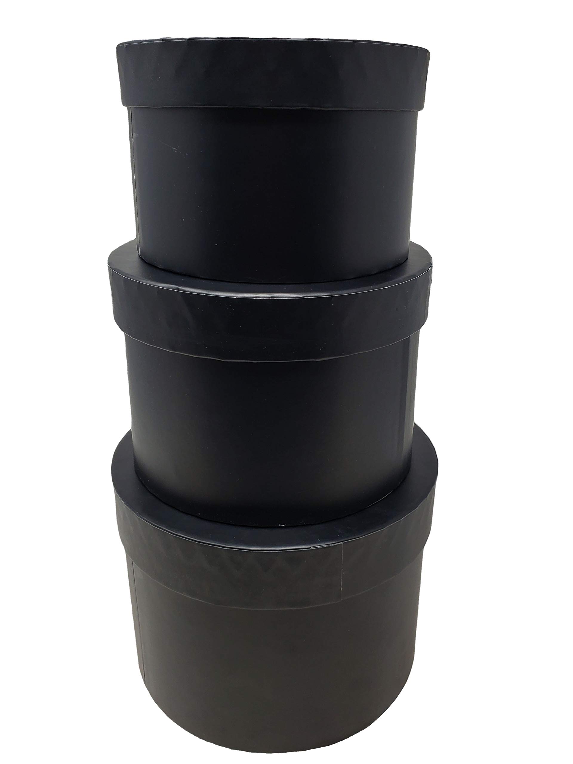 LACrafts 3 Piece Nesting Gift Boxes Black (Round Black Matte)