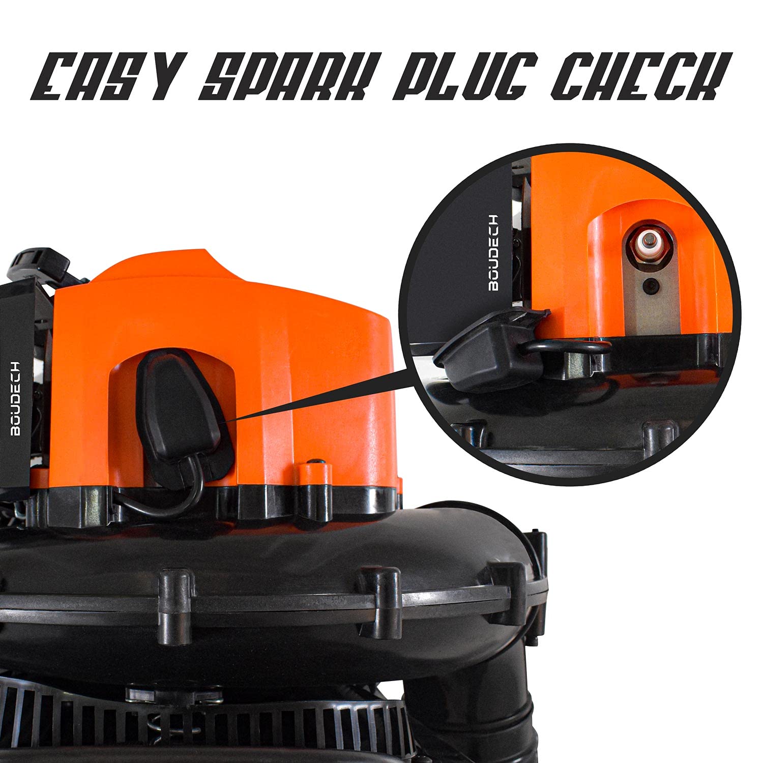 BOUDECH Soffiatore a Zaino 2 Tempi 52cc 1.5Kw Semi-Professionale con schienale ergonomico con tracolle imbottite e molle antivibranti Max-Comfort e velocità di soffiaggio foglie fino a 280Km/h