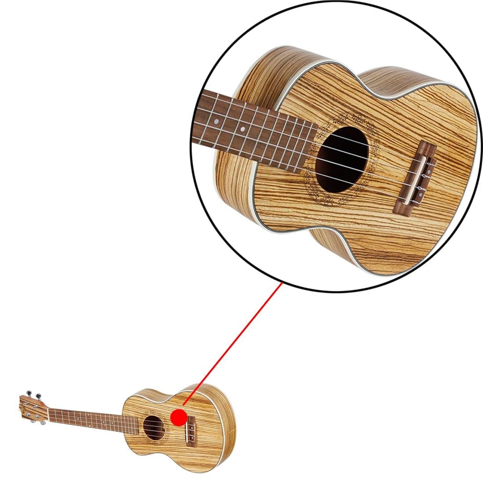 21 calowa Gitara Hawajska Ukulele Sopranowe Zebrawood 4 strunowa Ukulele