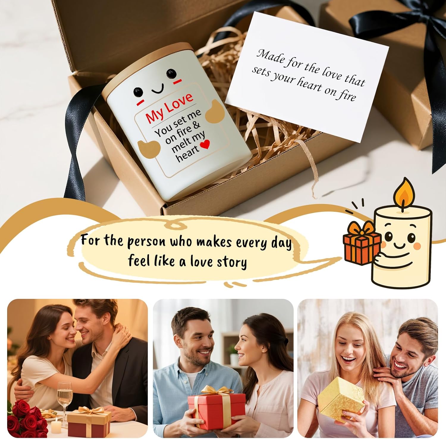 Valentines Day Gifts for Him Her Couple Anniversary Valentine's Day to My Love Candle for Wedding Engagement LDR Birthday Gift for Women Men Boyfriend Girlfriend Husband Wife Fiancé Valentines Candle - Image 2