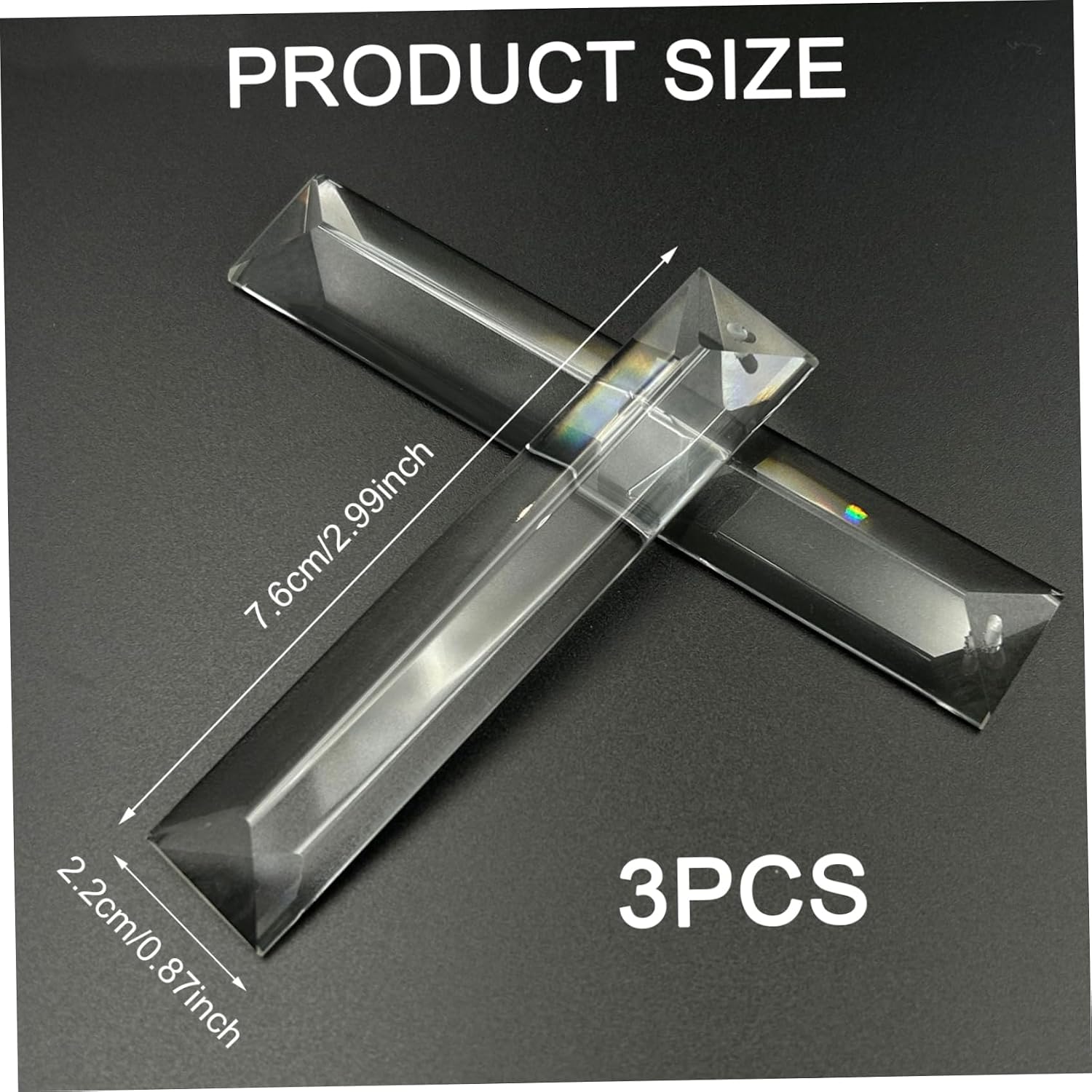 Chandelier Replacement Crystals, 3Pcs 3 Inch Single Hole Chandelier Crystals Triangular & Transparent Prisms for Celing Lamps. image 4
