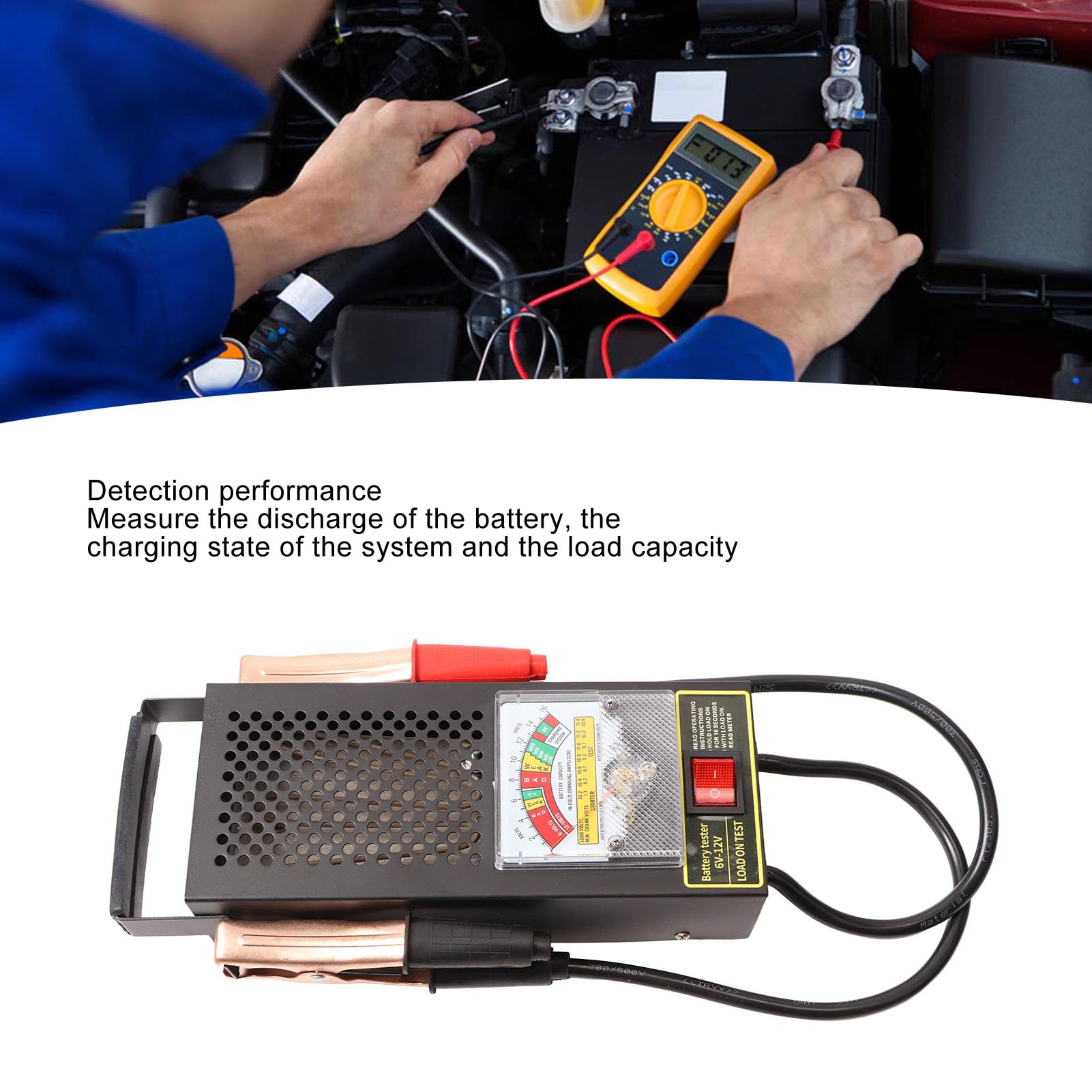 Tester per Batterie per Auto, Sistema di Ricarica da 6 V a 12 V, Analizzatore di Batterie per Auto Dal Design Multifunzionale per Batterie per Auto Elettriche, Adatto per