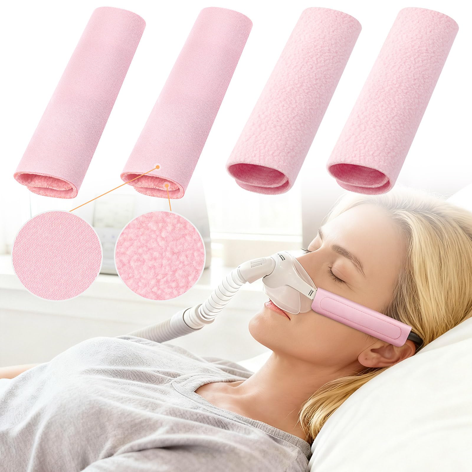 4-Pack Upgraded CPAP Strap Covers, Innovative Satin/Polar Fleece Dual-Layer CPAP Mask Cushions, Universal CPAP Headgear Strap Comfort Pads, CPAP Supplies Face Mask Cushion Pads for Reducing Red Mark