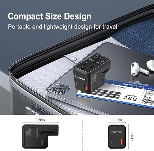 Miniatura 5 de Adaptador de viaje universal adaptadores de enchufe internacional con 3 puertos de carga USBC y 2 puertos de carga USBA todo en uno con tipo A C G I