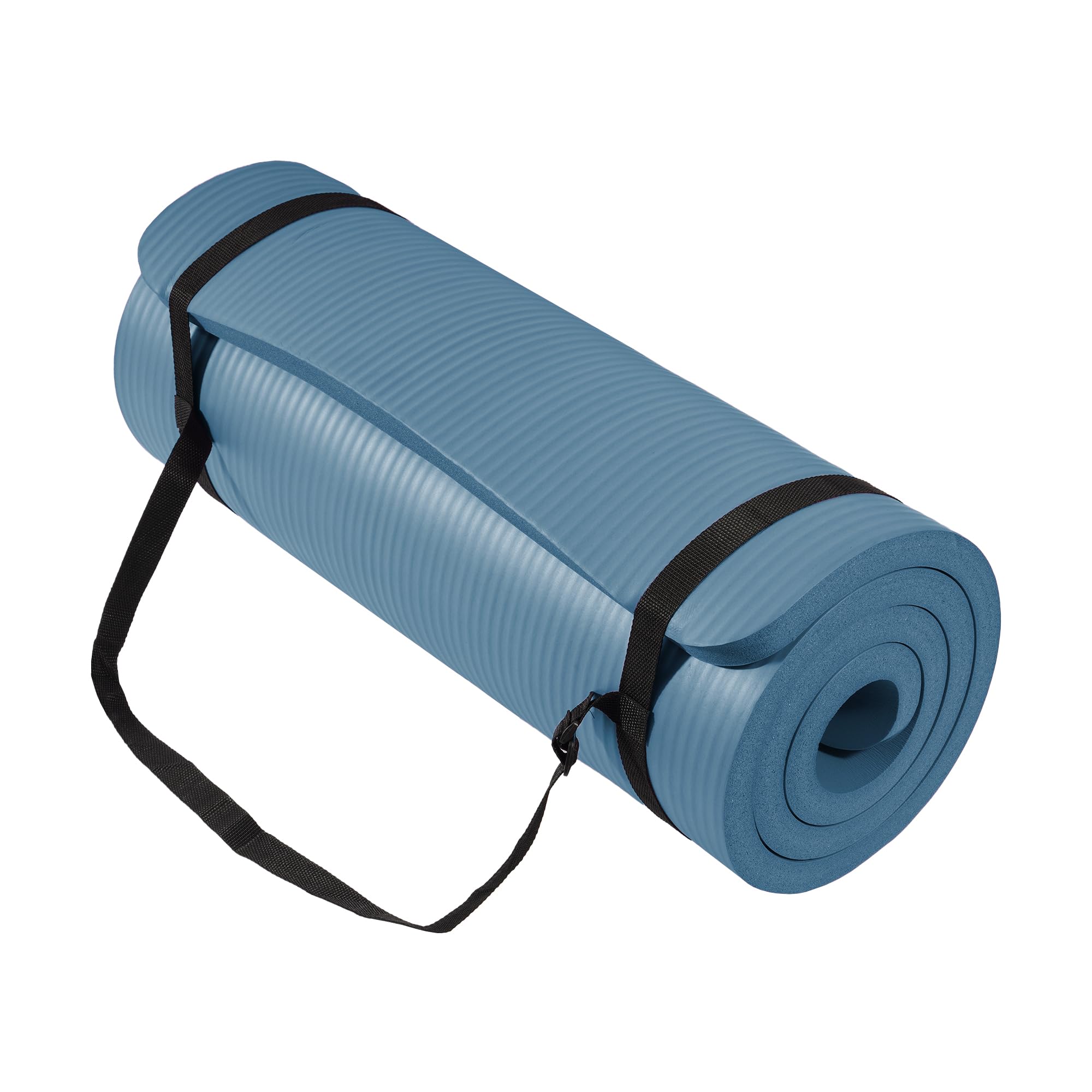 Yoga Mat, One-Inch Extra Thick High Density Exercise Mat, Anti-Tear Exercise Yoga Mat with Carrying Strap, Suitable for Various Yoga Exercises, Navy Blue