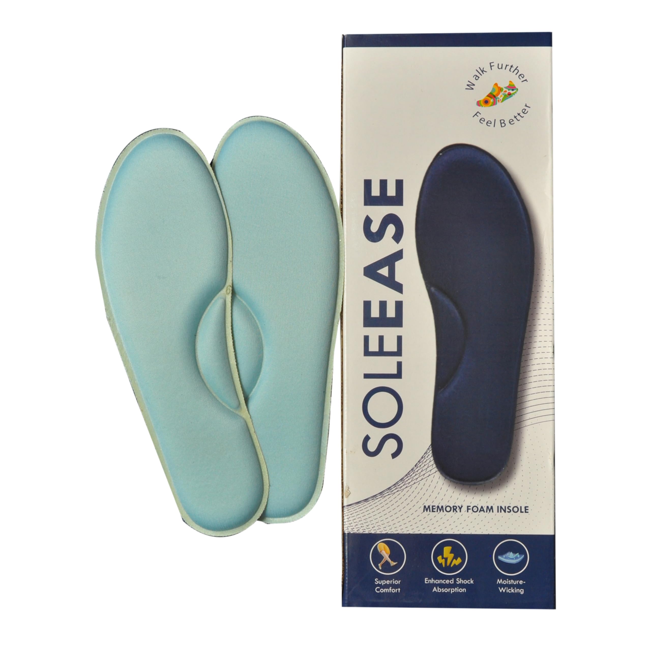 SoleEase Memory Foam Insole - Superior Cushioning & Foot Pain Relief | Orthotic Memory Foam Insoles for Men | Enhance Comfort in Running, Walking, Work & Casual Shoes (Blue, 7)-image-37