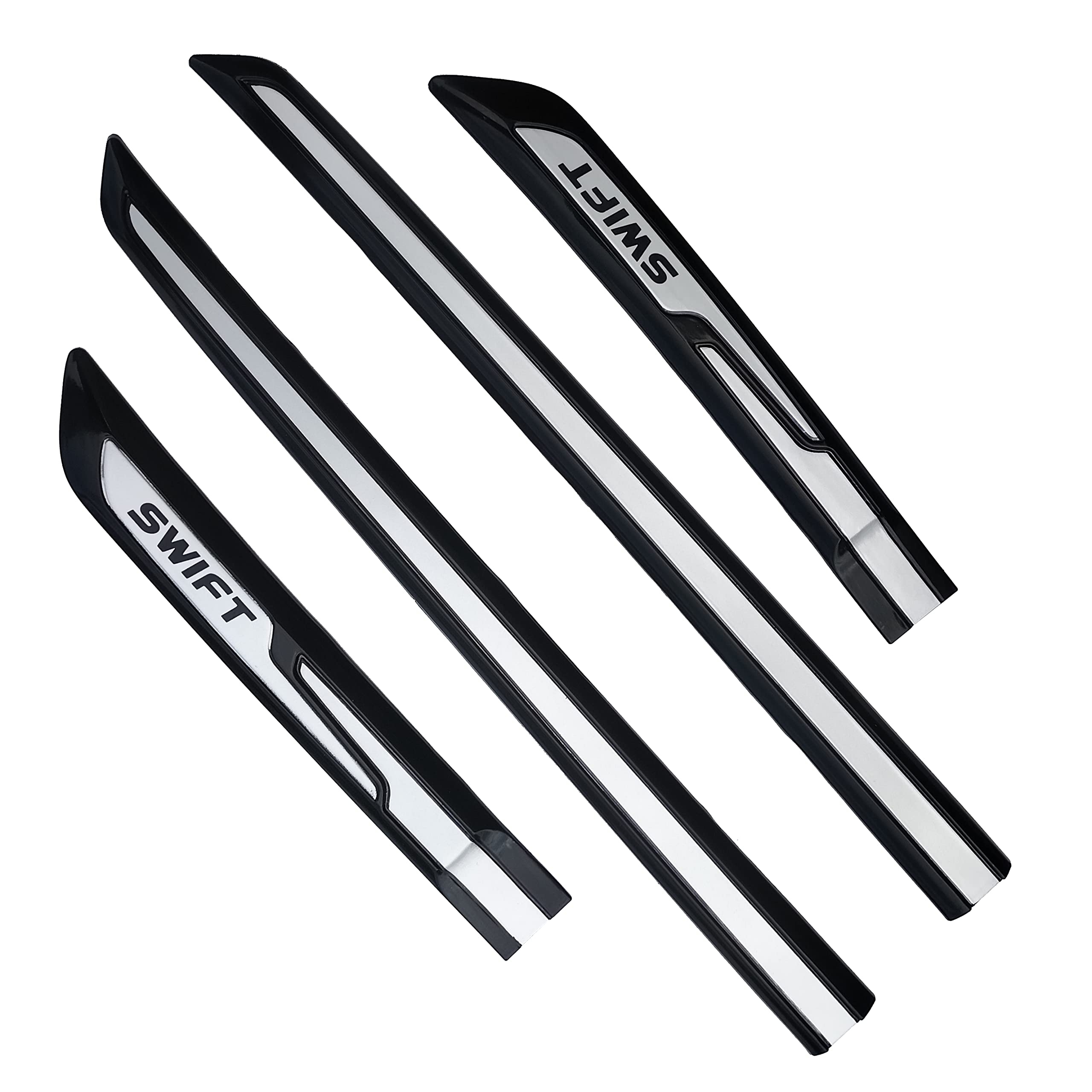 PSA RR1061 Car Door Side Protection Beading Moulding for Swift Models (Set of 4 Pieces, Colour Silver-Black)-image-42