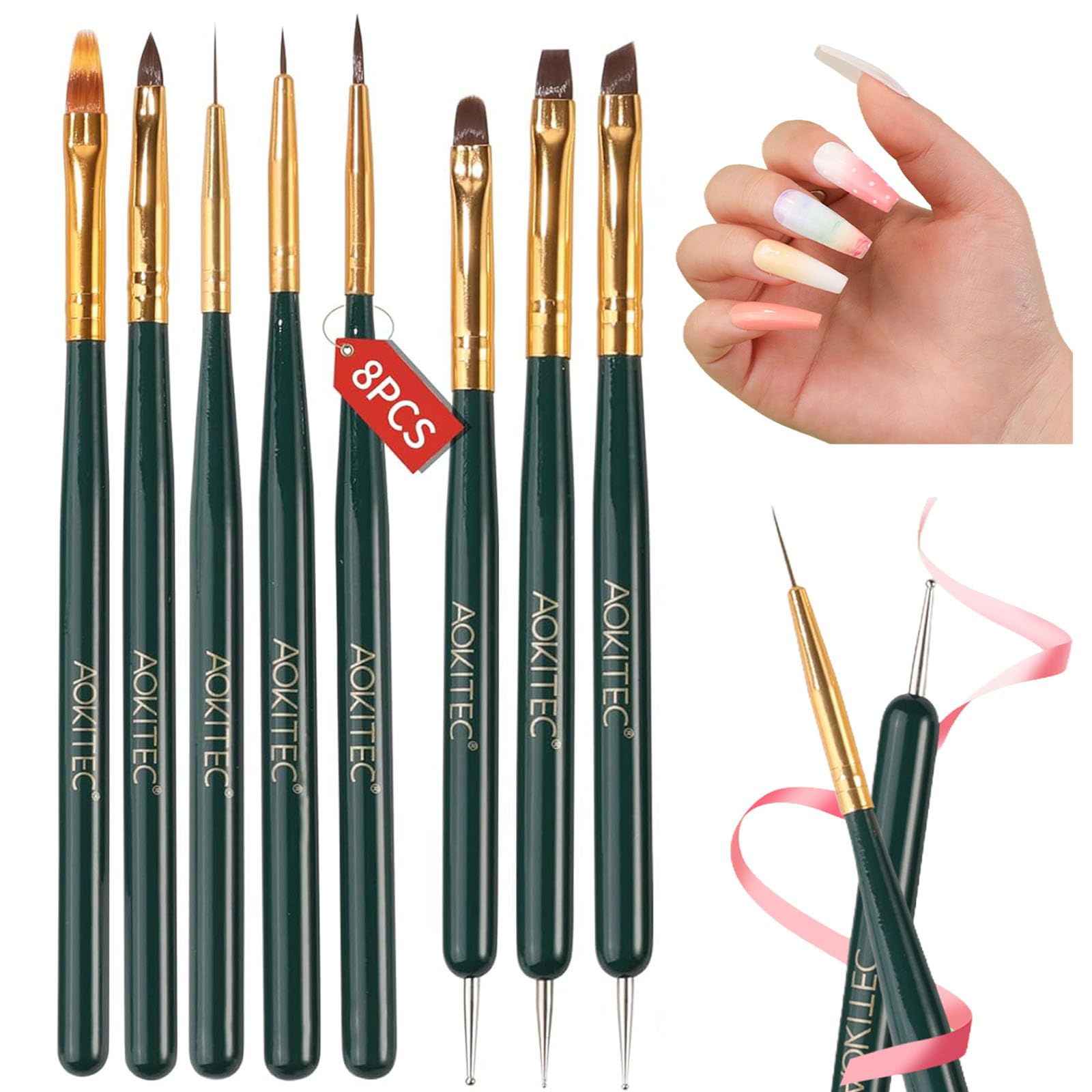 Aokitec Pinsel für Gelnägel Set