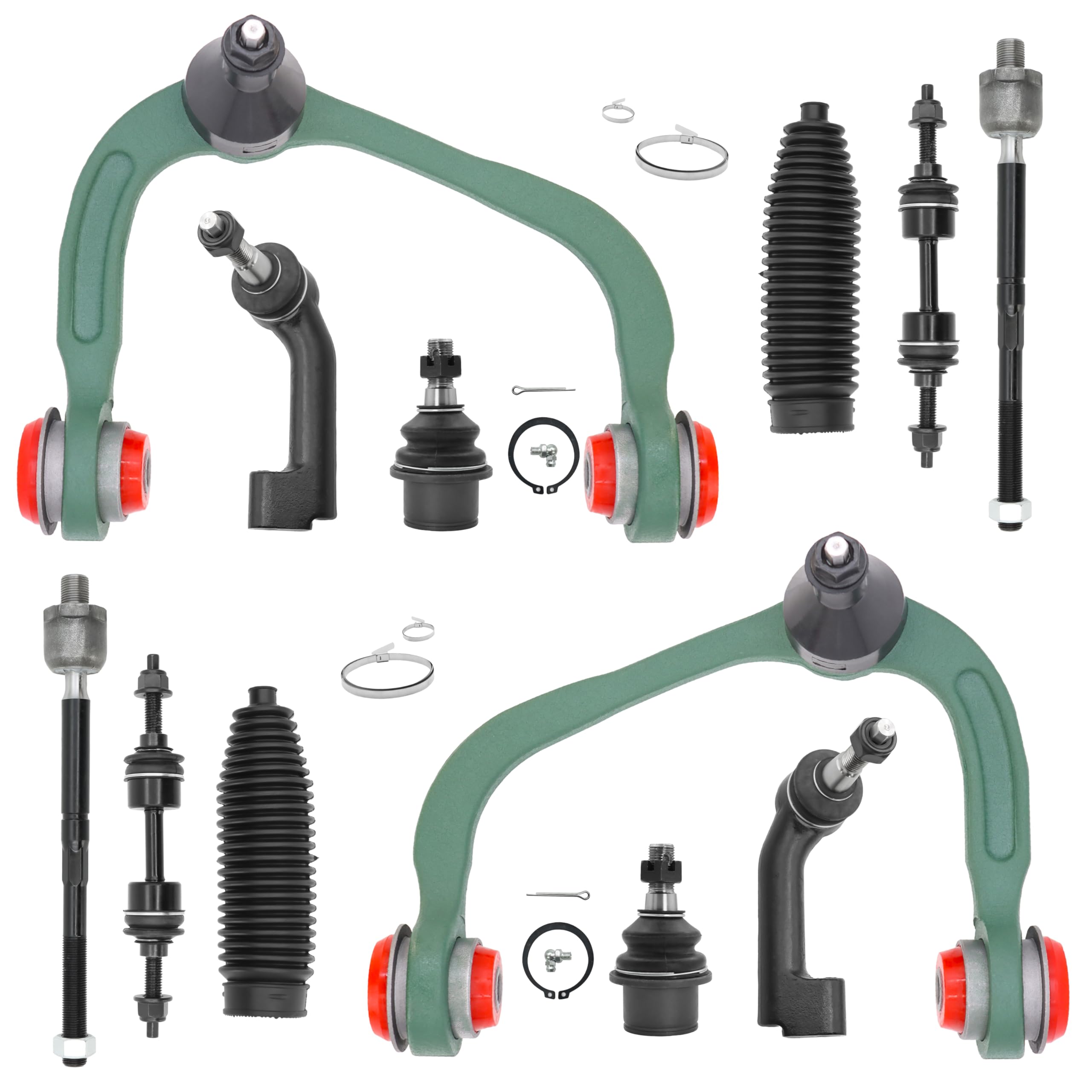 12pc Front End Suspension Kit for 2009-2014 Ford F-150 2WD, 2007-2014 Ford Expedition, 2007-2014 Lincoln, 2 Control Arms w/Ball Joints 2 Ball Joints 2 Sway Bars 4 Tie Rods 2 Boots Replacement(12pc)