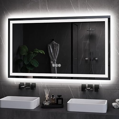 Miniatura 10 de Espejo de baño LED de 20 x 28 pulgadas, espejo de baño antivaho con luces, espejos de tocador iluminados montados en la pared, regulable,
