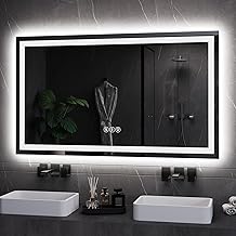 LED Bathroom Mirror 36x60 Inch Anti-Fog Bathroom Mirror with Lights, Wall Mounted Lighted Vanity Mirrors, Dimmable, Backlit + Front Lit, Smart Bathroom Vanity Mirror with 3 Colors Temperature