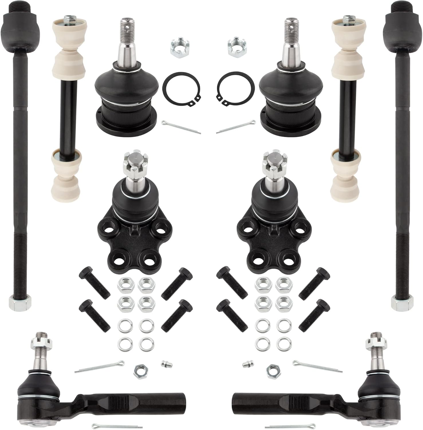 10Pc Front Suspension Upper Lower Ball Joint Inner Outer Tie Rod End Sway Bar Kit Fit For Chevrolet Silverado 1500 1999-2006, For GMC Sierra 1500 1999-2006 RWD K6540 K6539 K80631 EV370 ES3492