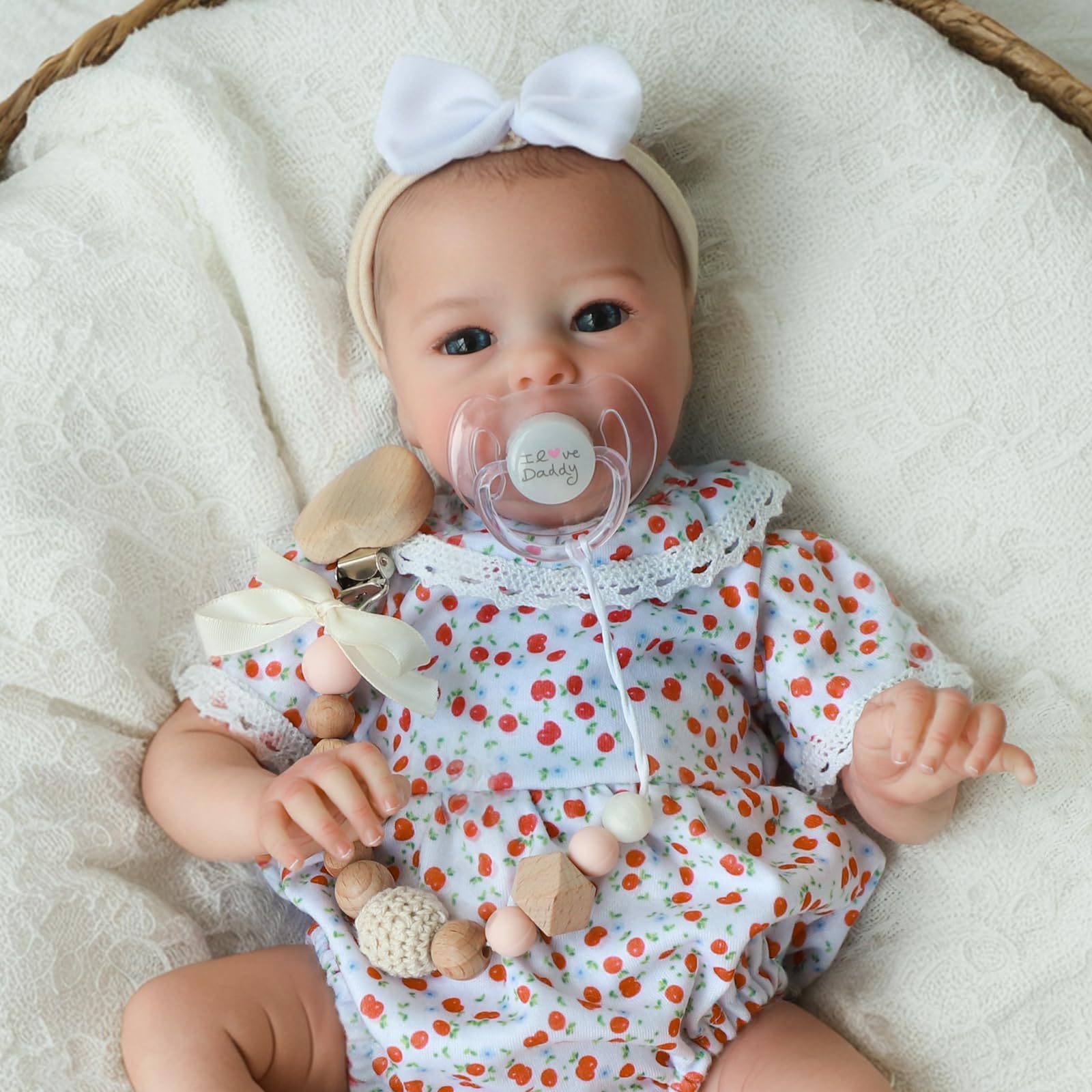 SCOM Lifelike Reborn Baby Girl Doll 16 Inch Preemie Realistic with Open Eyes - Realistic Baby Dolls for Kids 3+