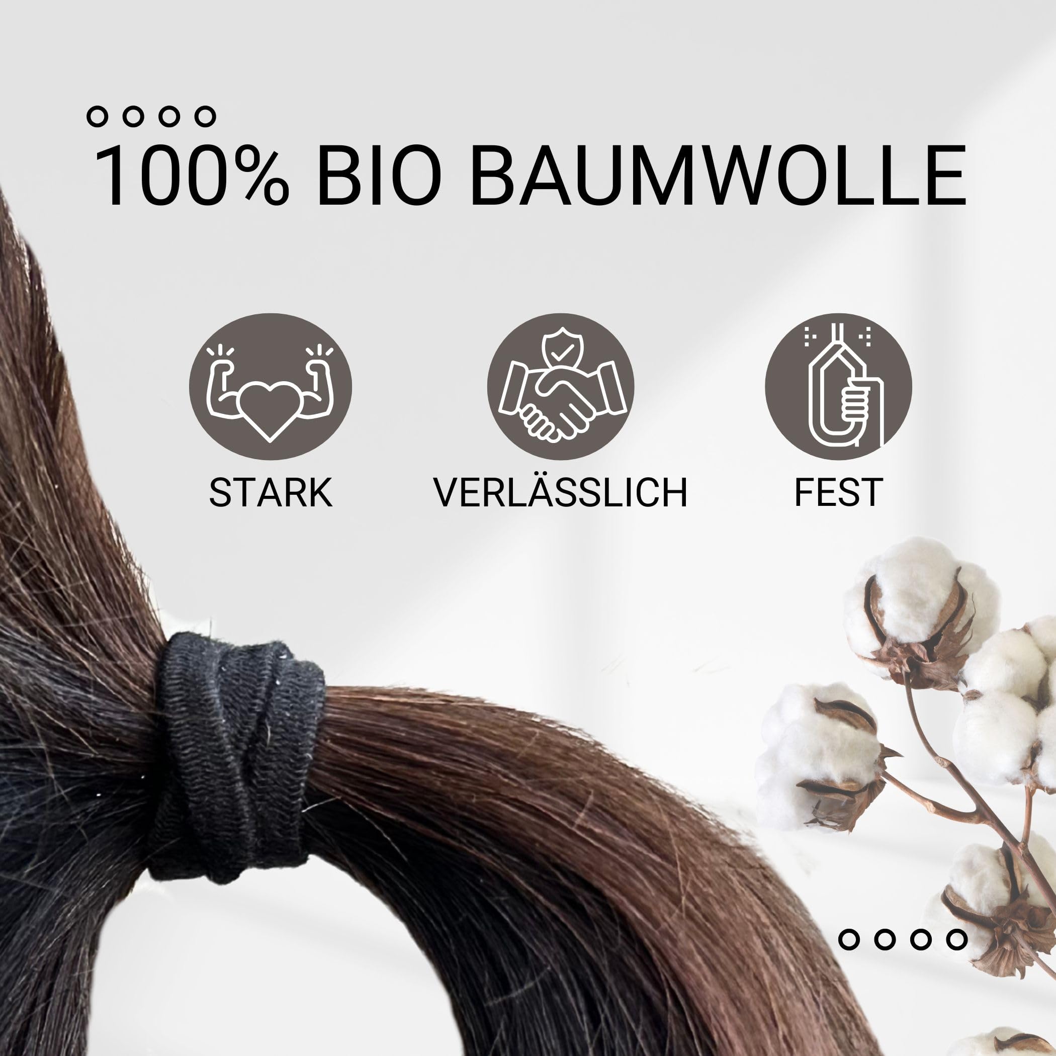 Haarallerliebst Women's Hair Scrunchies Set of 12, Hair Bobbles Flat without Metal Made of Organic Cotton & Natural Rubber - Image 2