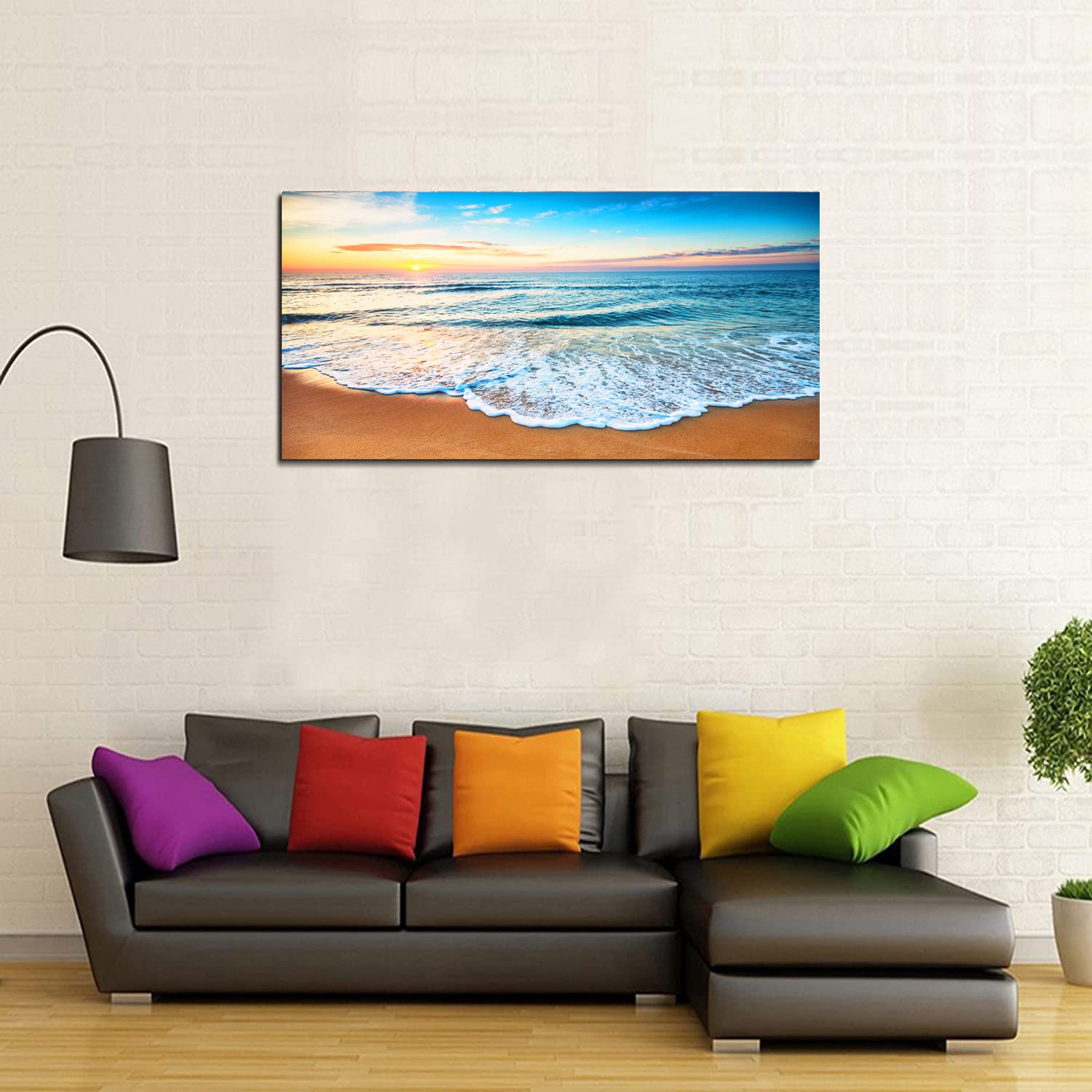 Wall Art Decor Large Canvas Print Picture Sunrise Ocean Beach 1 Panel
