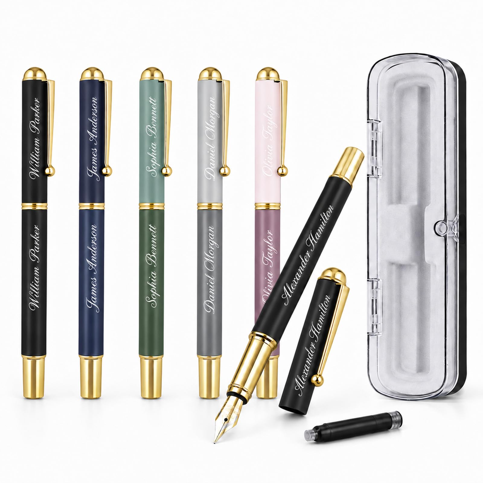KKHH Custom Engraved Fountain Pen with Gift Box, Personalized Pen for Writing, Customized Gift for Men Women, Graduation, Wedding, Business, Executive and Retirement Gift